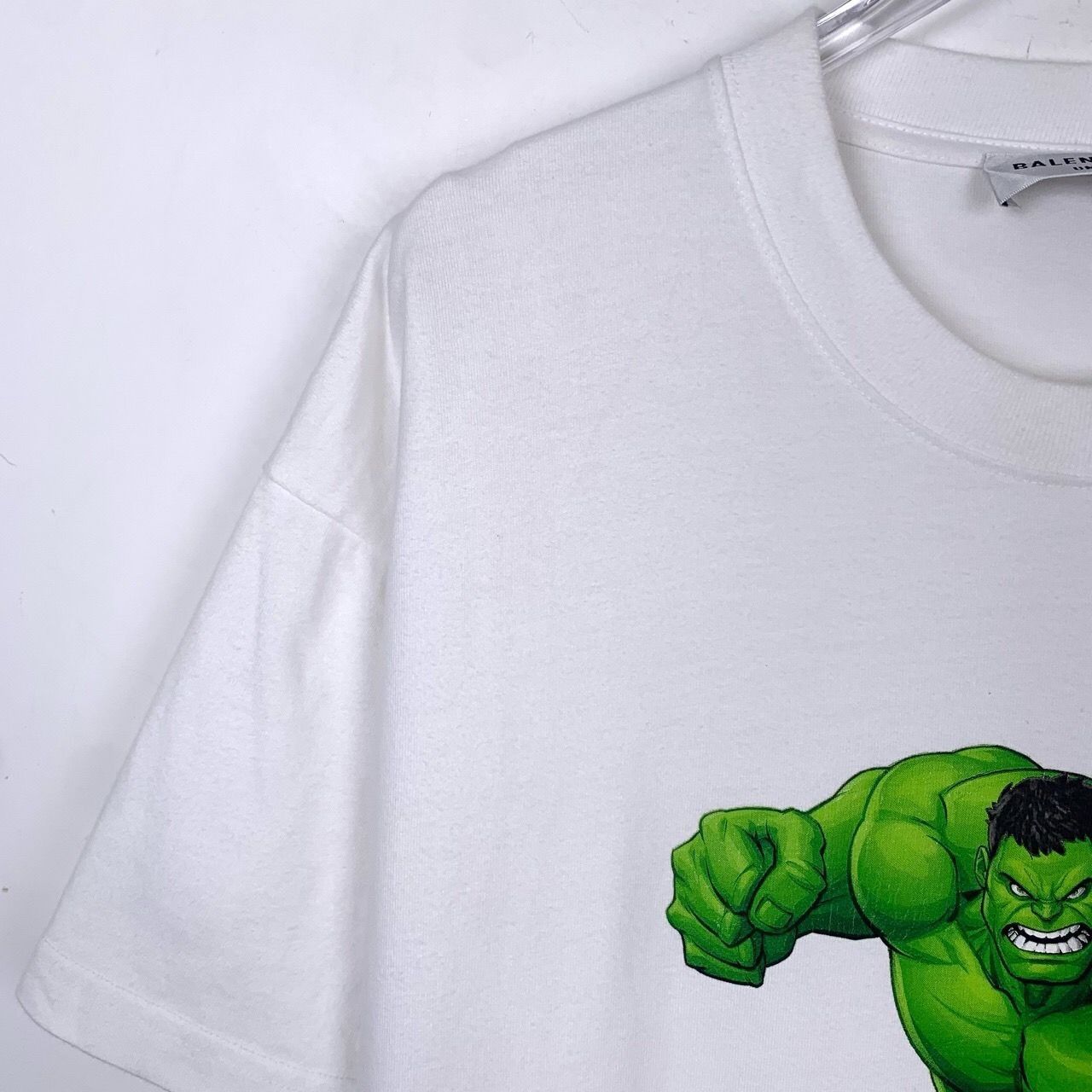 Balenciaga Balenciaga X Marvel Hulk Collab White Cotton T-Shirt Green H Size US S / EU 44-46 / 1 - 7 Thumbnail