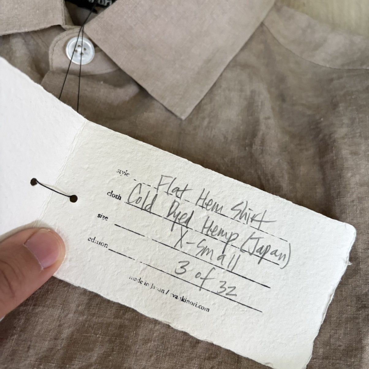 New Evan Kinori Flat Hem Shirt Mens Xs Hemp Japan 2026 in Beige, Men's — image 3 of 6