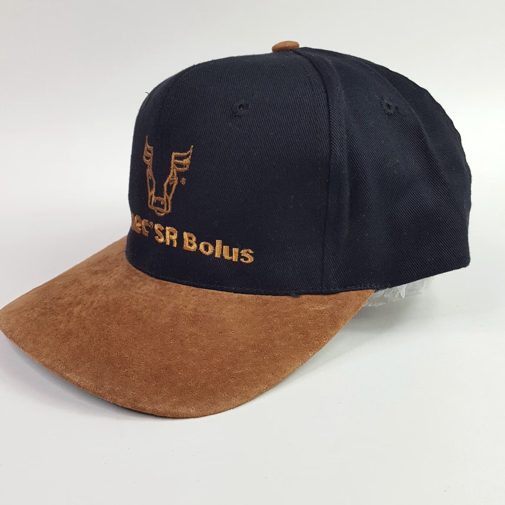 Vintage VINTAGE In De Bull Farm Medicine Suede Brim Trucker Hat Cap Farming Cow Shirt Adjustable Black Twill Hat Mens 80s 90s Retro Embroidered Proceedings Size ONE SIZE - 3 Thumbnail