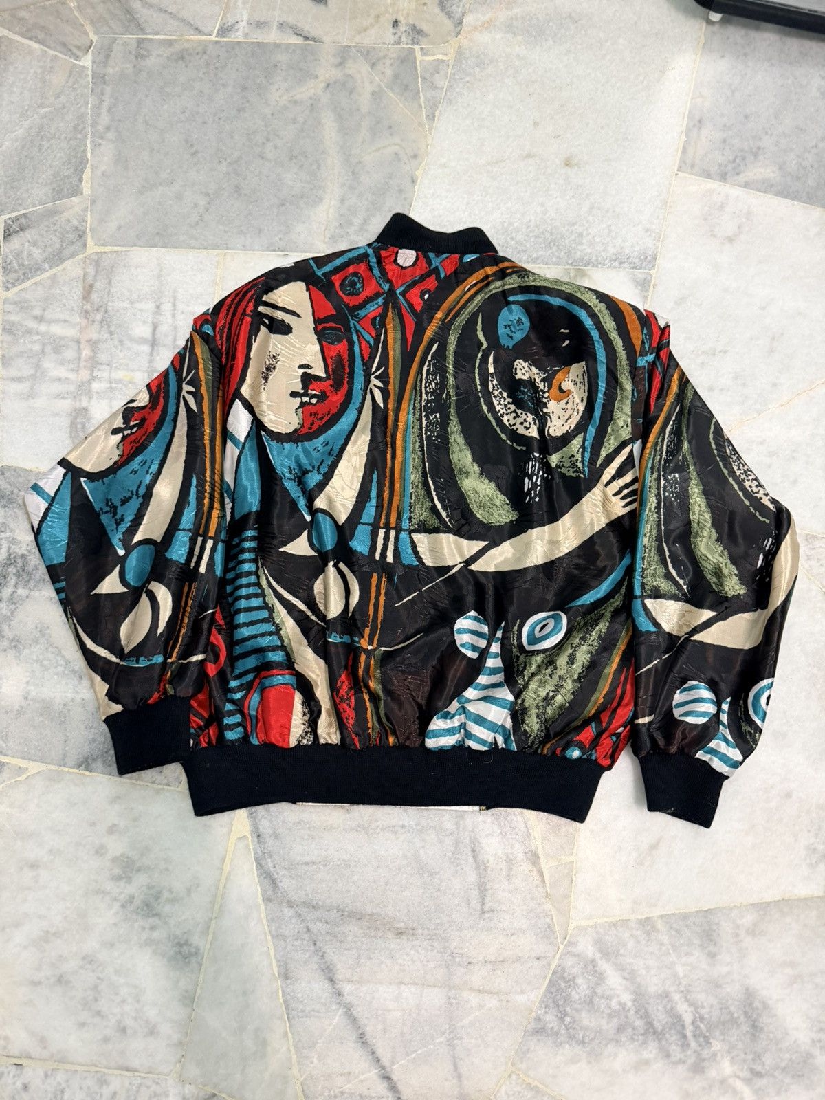 Vintage Rare Vintage 80s 90s Abstract Art Bomber Jacket Size US L / EU 52-54 / 3 - 3 Thumbnail