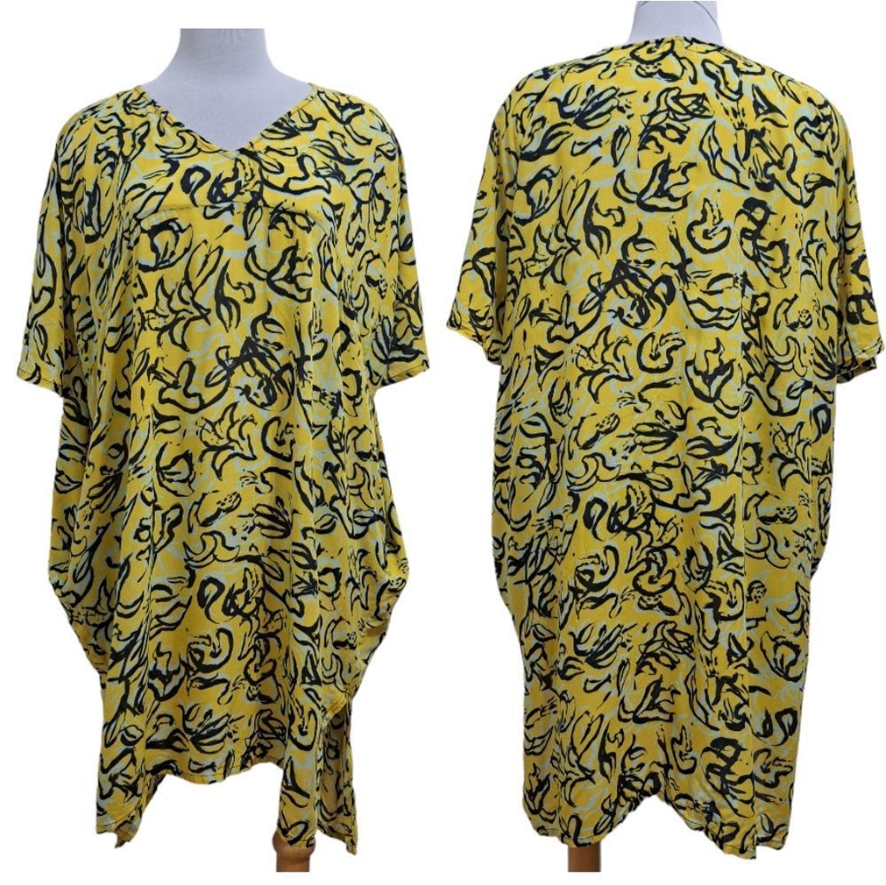 Onia Diane Von Furstenberg x Onia Hanna Floral Kaftan Oversized XS/Small Yellow Size S / US 4 / IT 40 - 1 Thumbnail