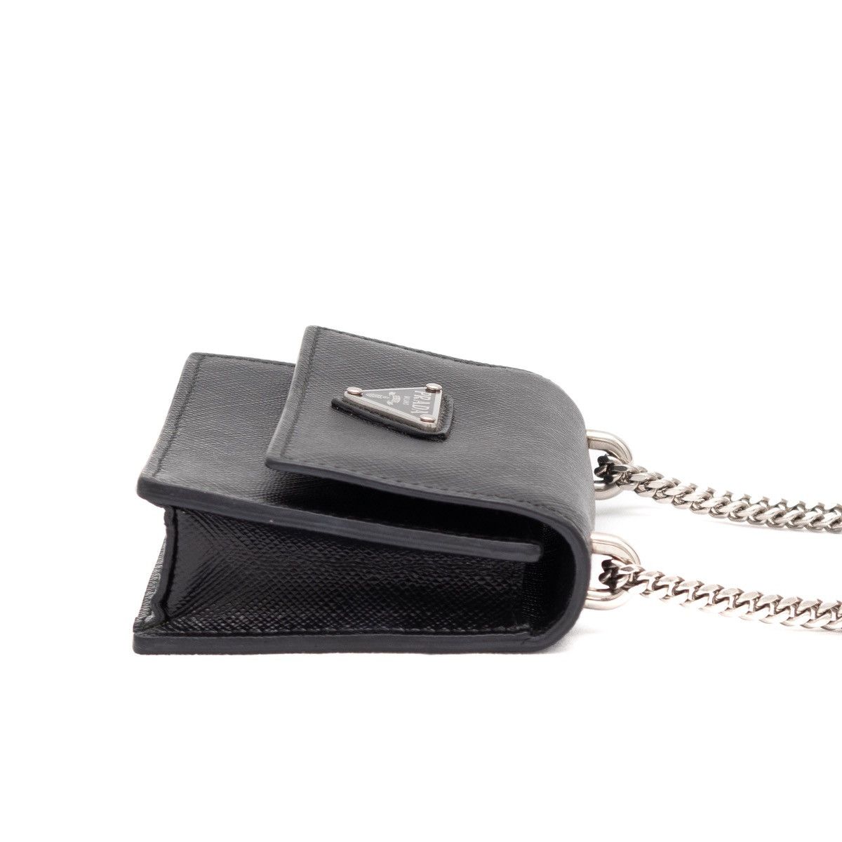 Prada 1.5k.$ PRADA Black Triangle Logo Mini Bag Chain Card Case Size ONE SIZE - 7 Thumbnail
