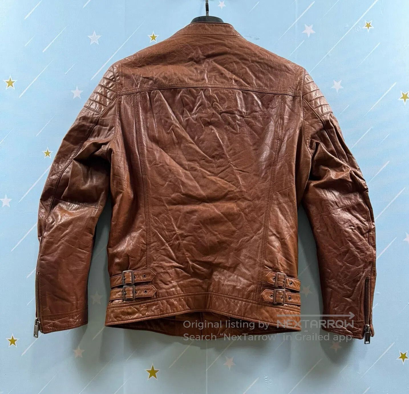 Dsquared2 Stylish Brown Leather Biker Jacket. Size US M / EU 48-50 / 2 - 2 Thumbnail