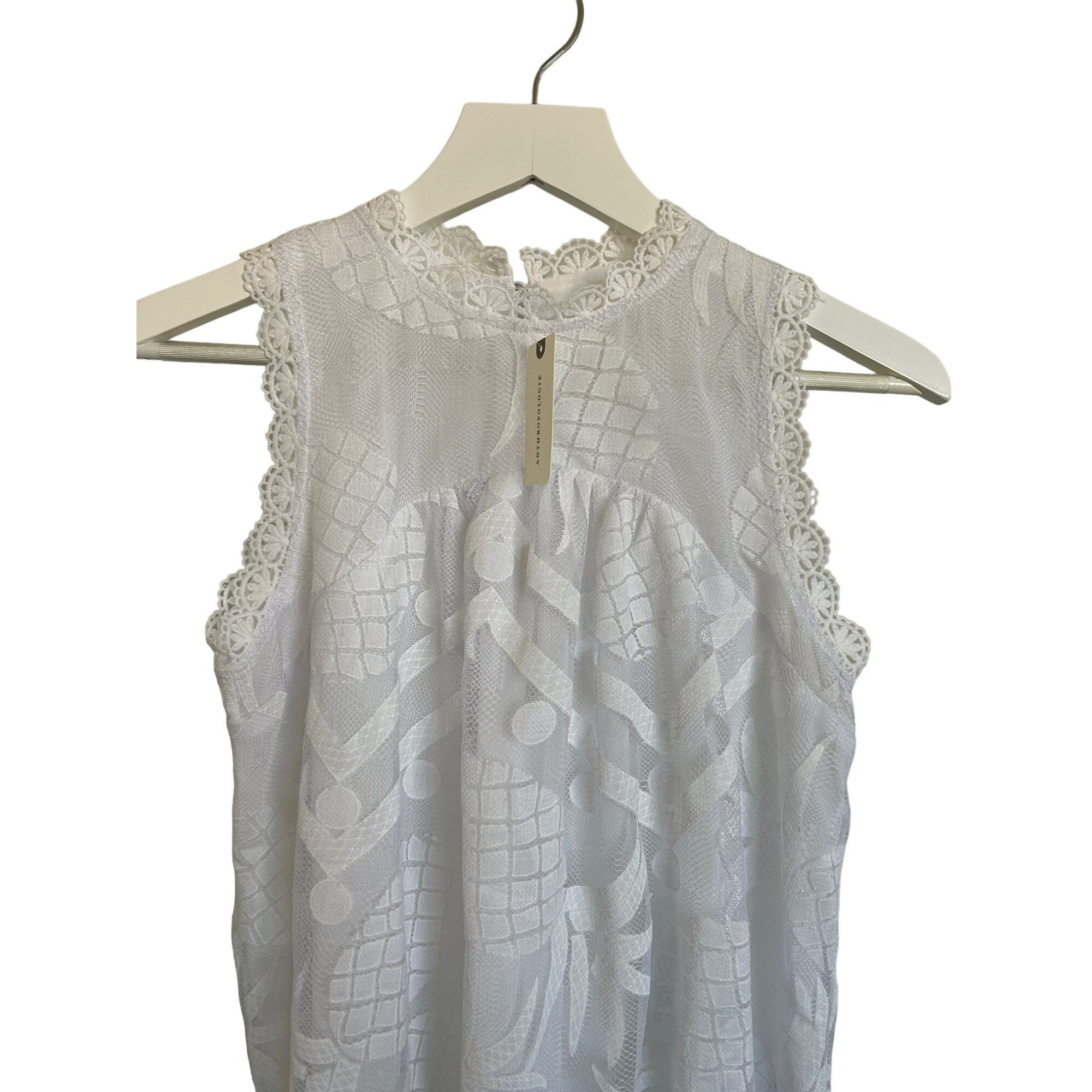 Anthropologie Maeve Pineapple Lace Sleeveless Blouse Size XS / US 0-2 / IT 36-38 - 5 Thumbnail