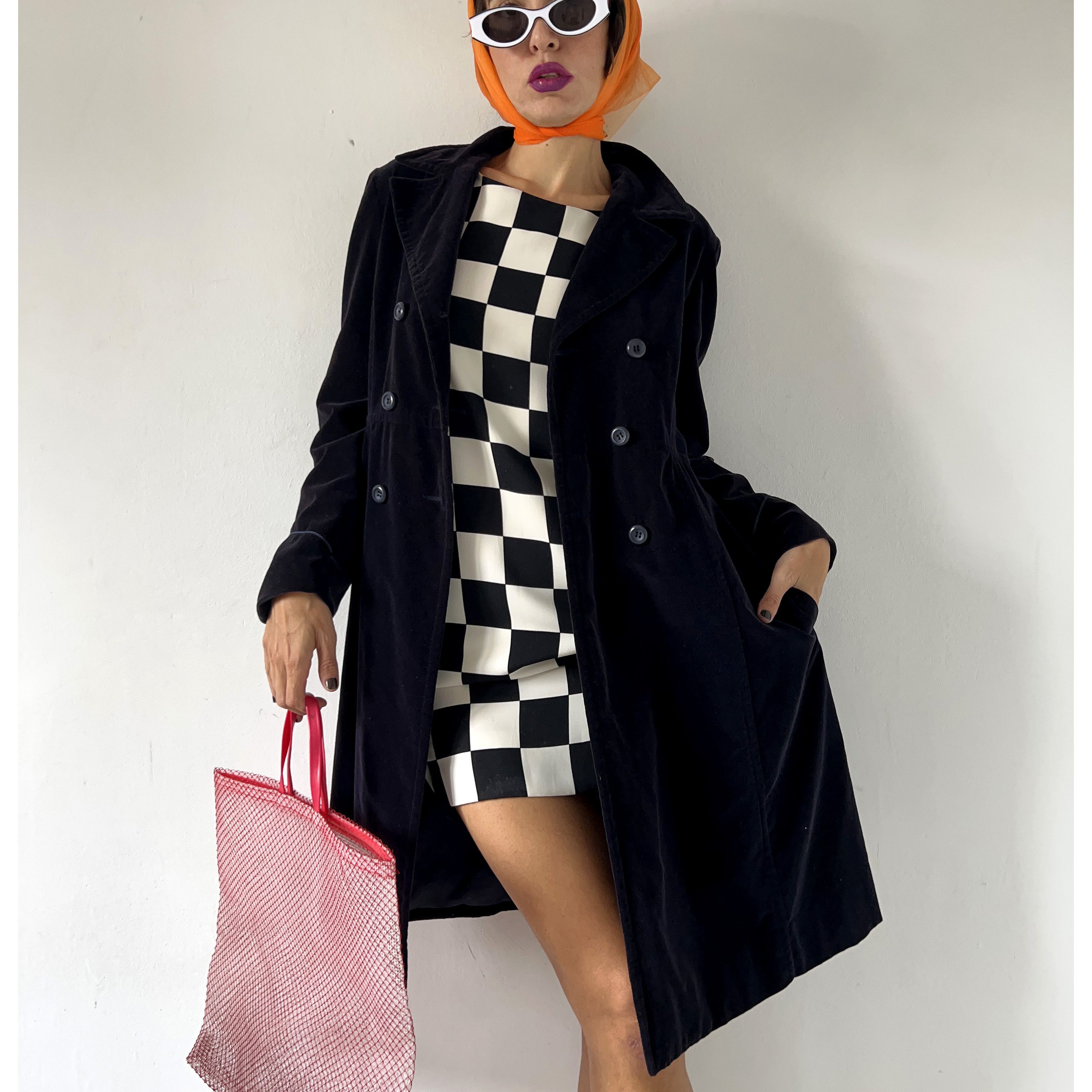 Vintage Vintage navy blue velvet midi coat Size M / US 6-8 / IT 42-44 - 6 Thumbnail