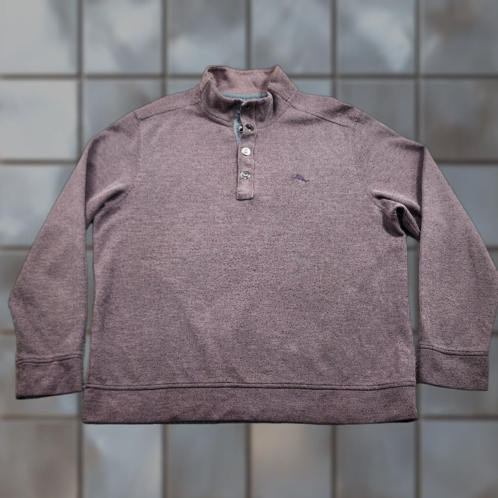 Tommy Bahama Tommy Bahama Pullover Mens Large Purple 1/4 Snap Mock Neck Sweater Casual Top Size US L / EU 52-54 / 3 - 1 Thumbnail