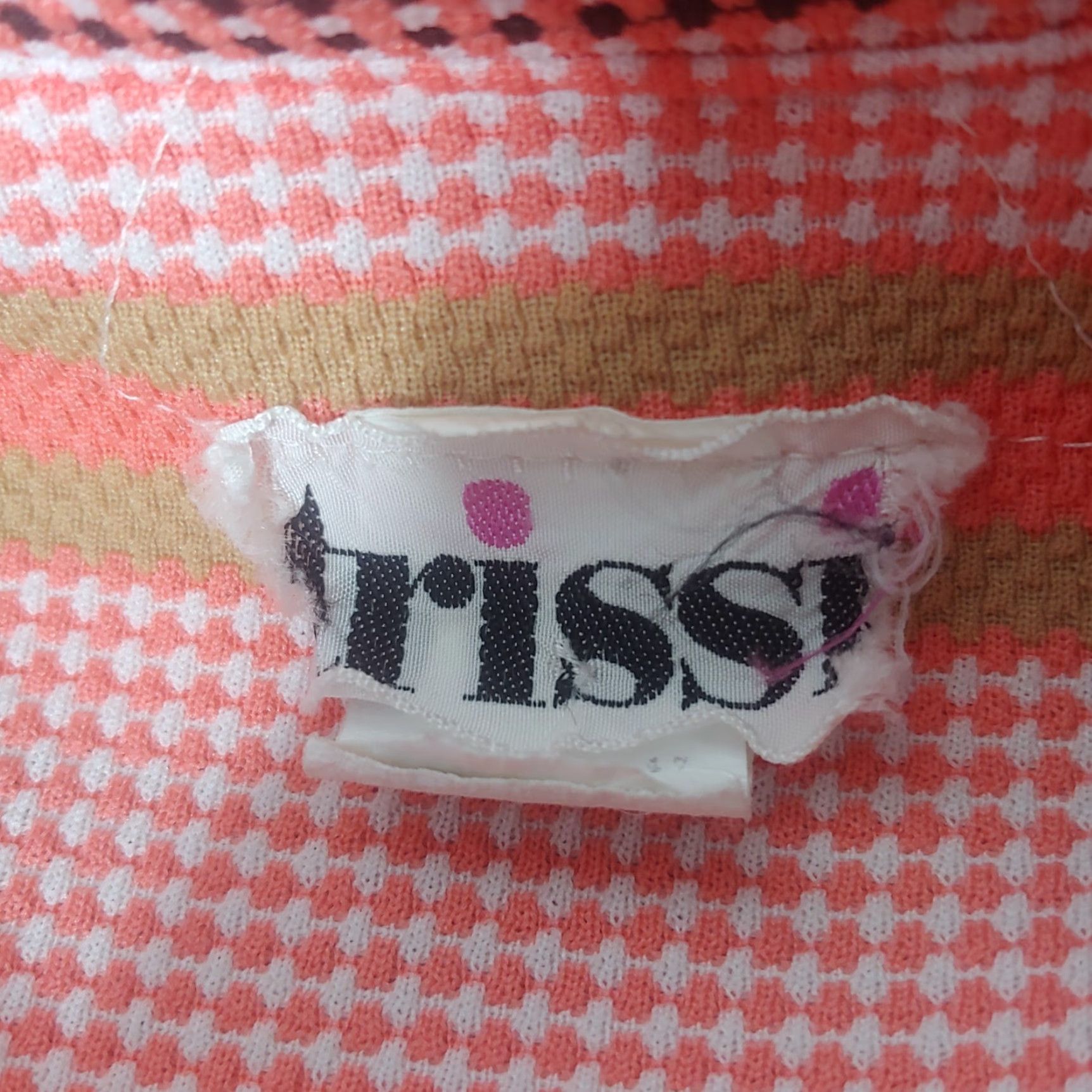 Pinko VINTAGE Trissi Blouse Shirt Women’s Small Pink Stripe Long Sleeve polyester 70s Disco Shirt Womens Small Pink White Brown 1970's Size S / US 4 / IT 40 - 7 Thumbnail