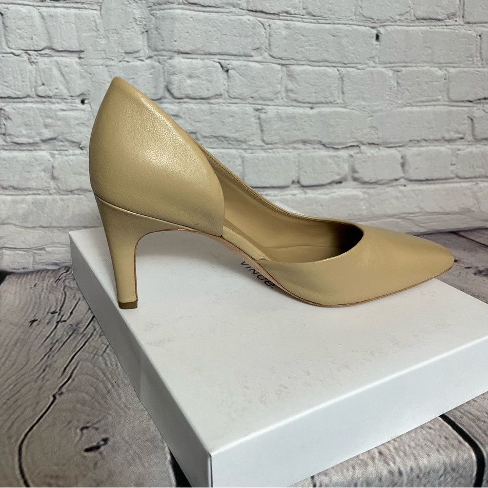 Vince New Vince Tiana Square Toe Beige Leather Pump Size 7.5 Size US 7.5 / IT 37.5 - 3 Thumbnail