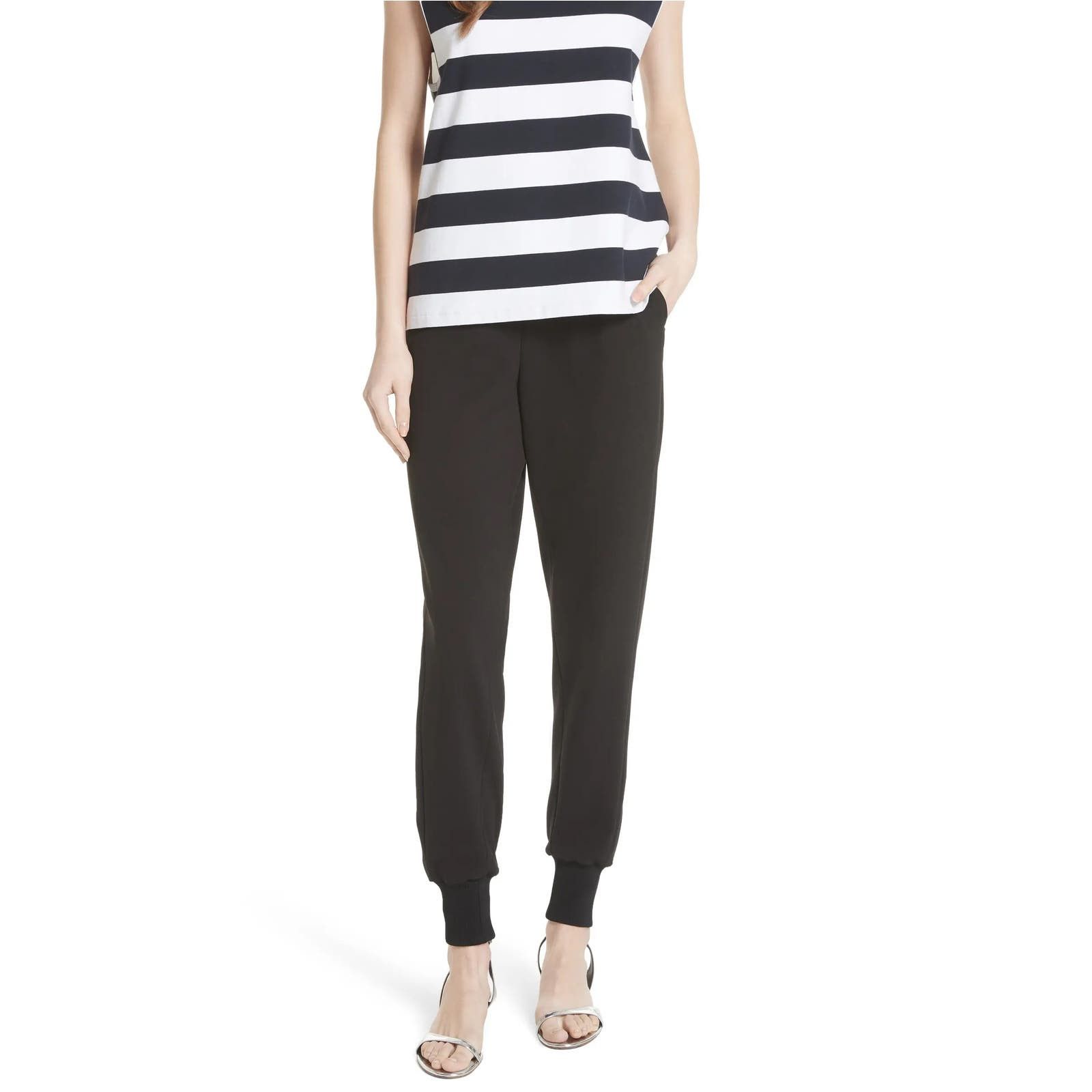 image of Tibi Structured Crepe Jogger Pants in Black, Women's (Size 26)