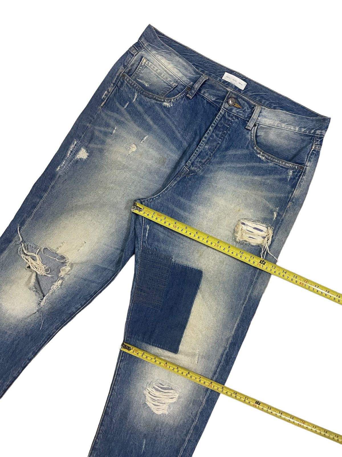 Kapital Vintage Japanese Brand Crazy Denim Wash Boro Tapered Jeans Size US 36 / EU 52 - 13 Thumbnail