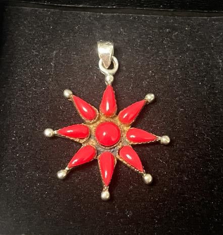 Designer Floral Red Pendant .925 Size ONE SIZE - 1 Thumbnail