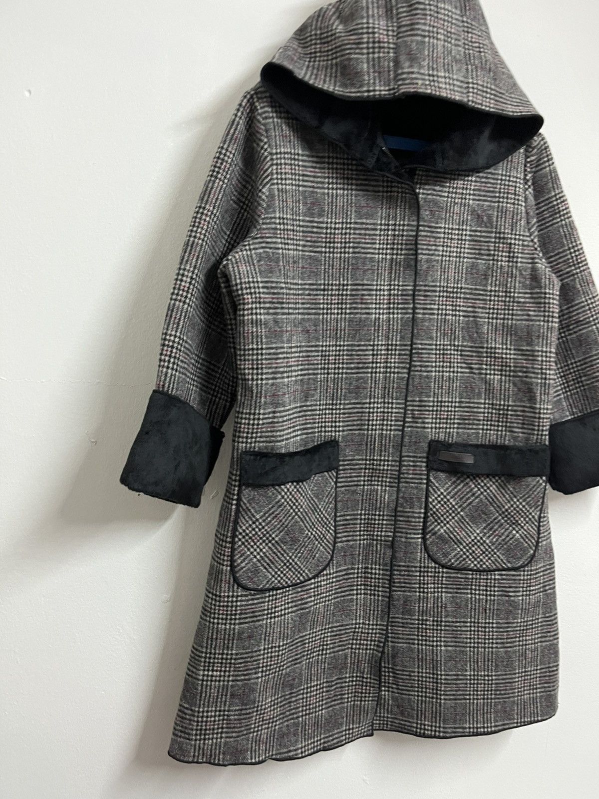 Vintage 💥Grey Plaid Faux Fur FALIDAL I6W9 LGB Style Heavy Jackets Size M / US 6-8 / IT 42-44 - 2 Thumbnail