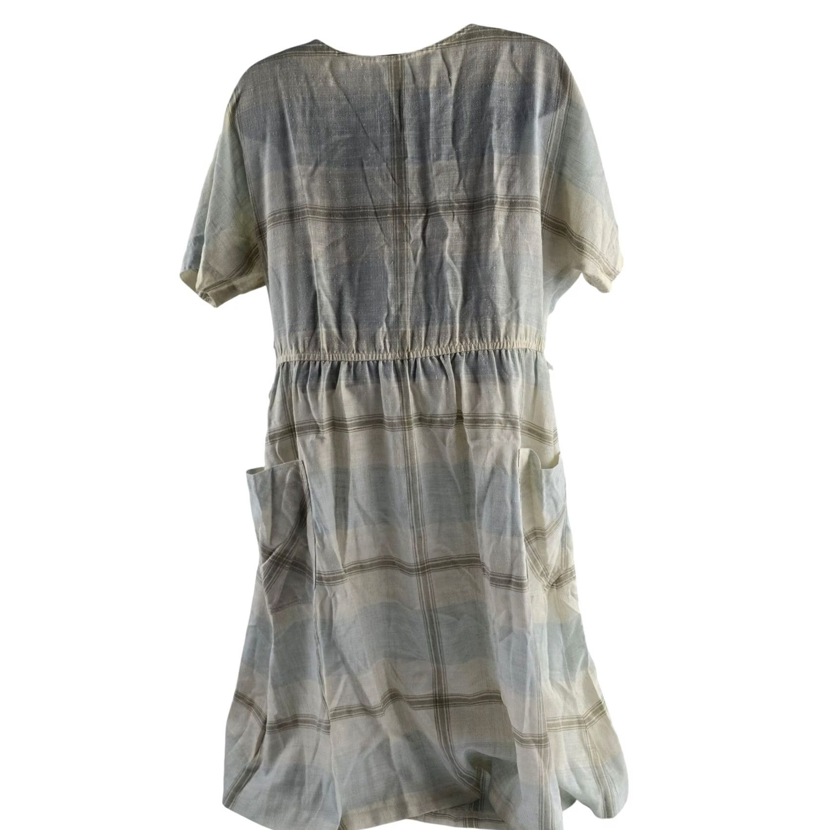Evan Picone VINTAGE Evan Picone Women's Plaid Linen Blend Button Front Midi Dress Pockets Size 14 Size XL / US 12-14 / IT 48-50 - 2 Thumbnail