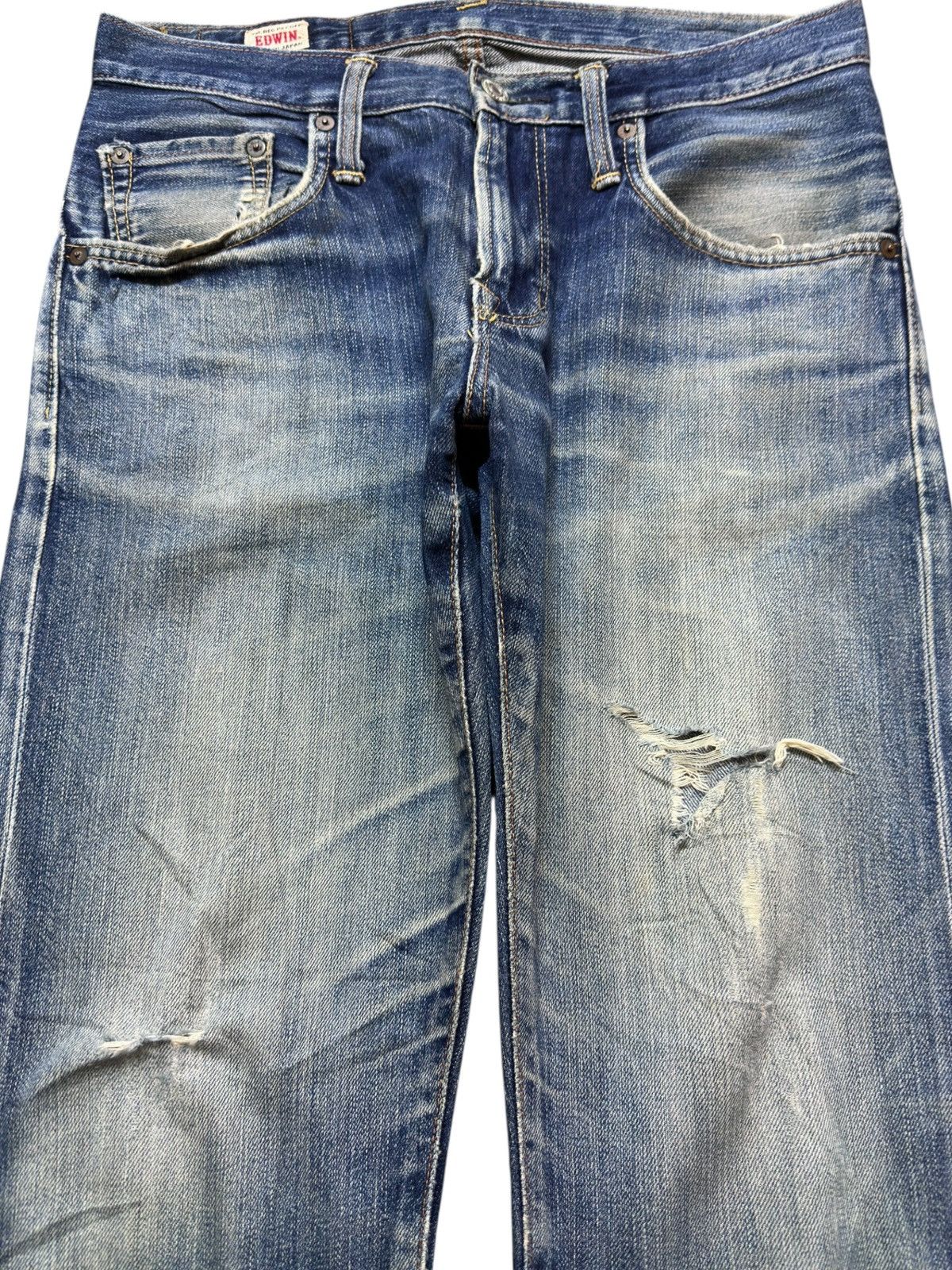 Edwin Vintage Edwin EJP03 Whiskers Grunge Distressed Denim Size US 31 - 2 Thumbnail