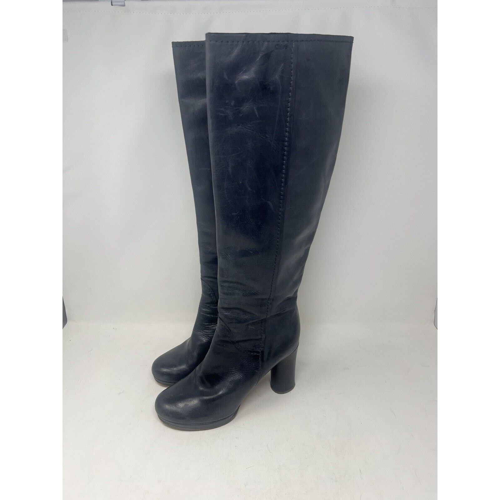 Chloe CHLOE Black Leather Wooden Heel Tall Boots, Size 39 Italy Size US 8.5 / IT 38.5 - 1 Thumbnail