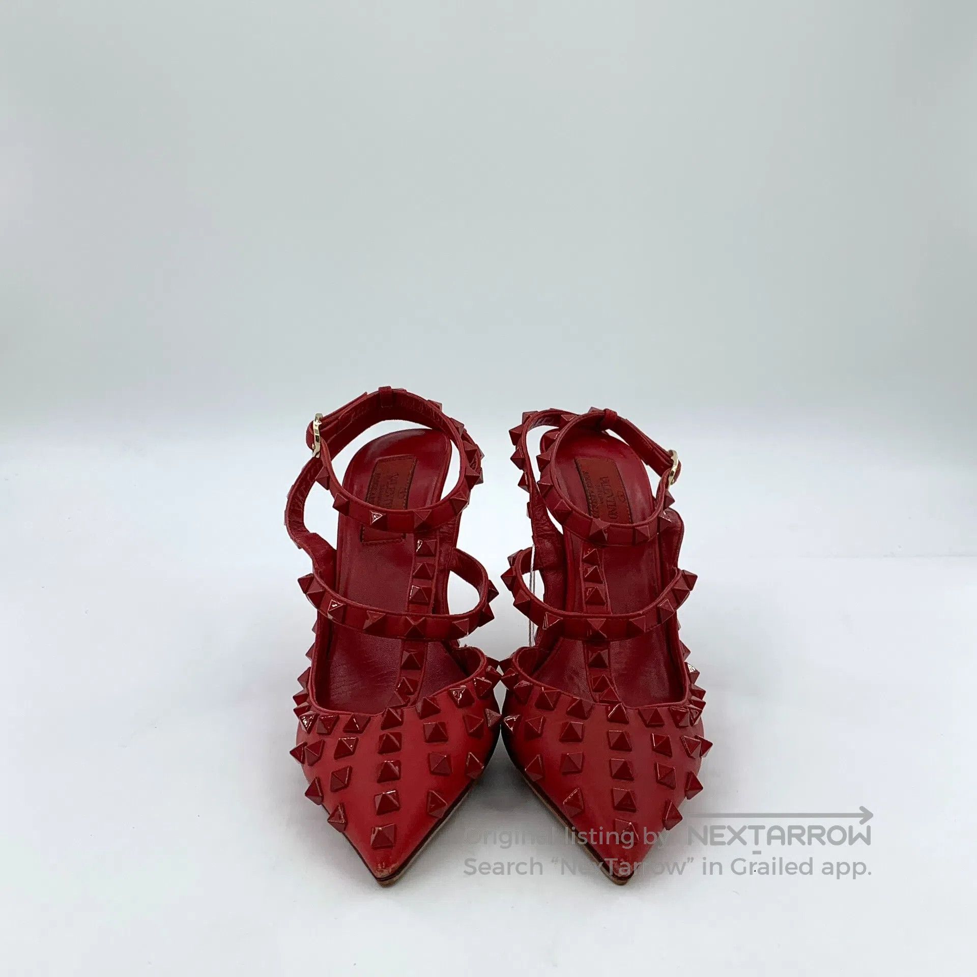 Valentino Valentino Deep Red Pointed Toe Stud One-Strap Stiletto Hig Size US 5.5 / IT 35.5 - 3 Thumbnail
