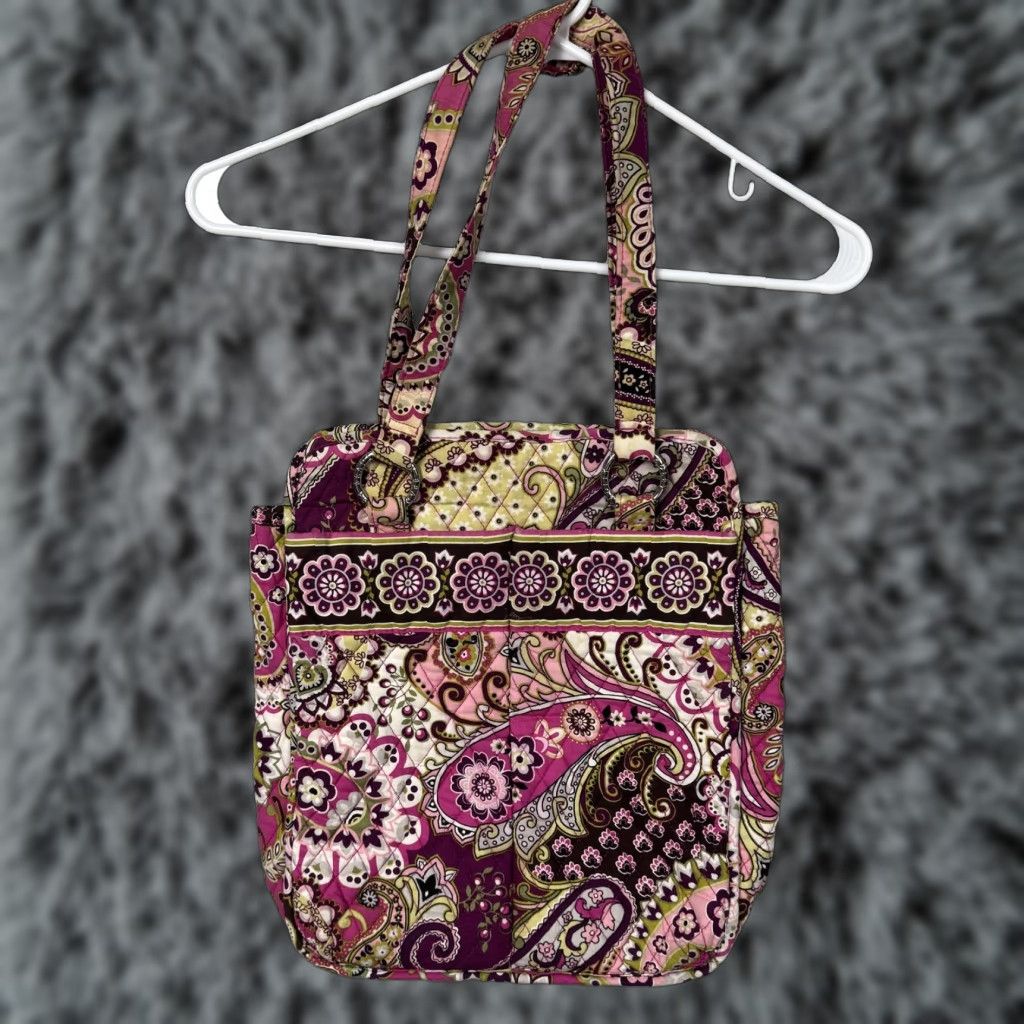 Vera Bradley Vera Bradley Tote Bag Womens Medium Pink Paisley Quilted Cotton Boho Handbag Size ONE SIZE - 1 Thumbnail