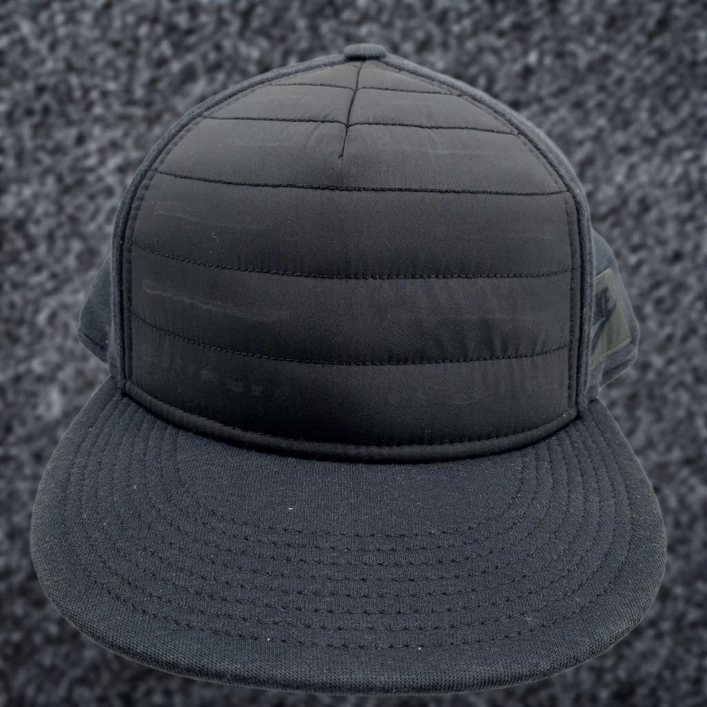 Nike Nike Hat Cap Snap Back Mens Black Quilted Front Twill Logo Nike True One Size Size ONE SIZE - 1 Thumbnail