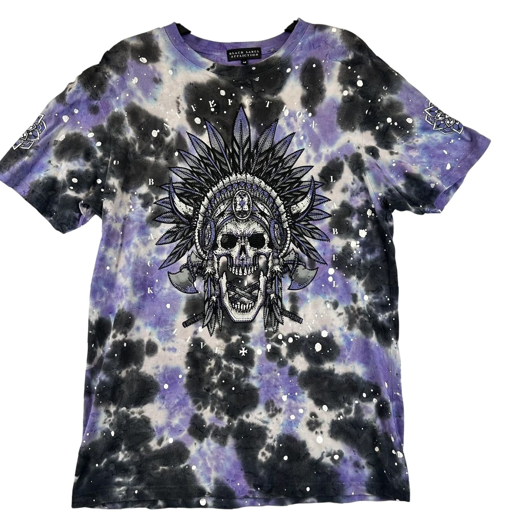 Affliction Affliction Black Label Shirt Mens Medium Tie Dye Skull Headdress Graphic Tee Size US M / EU 48-50 / 2 - 2 Thumbnail