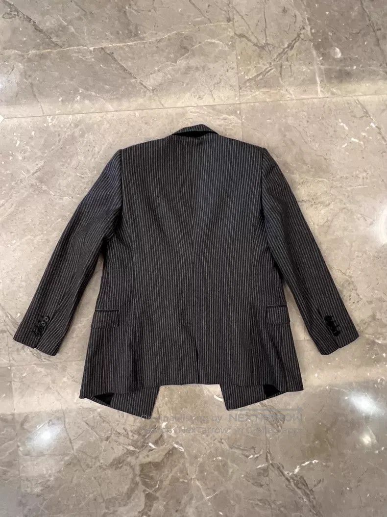 Celine CELINE Grey Striped 100% Pure Wool Blazer Size XS / US 0-2 / IT 36-38 - 3 Thumbnail