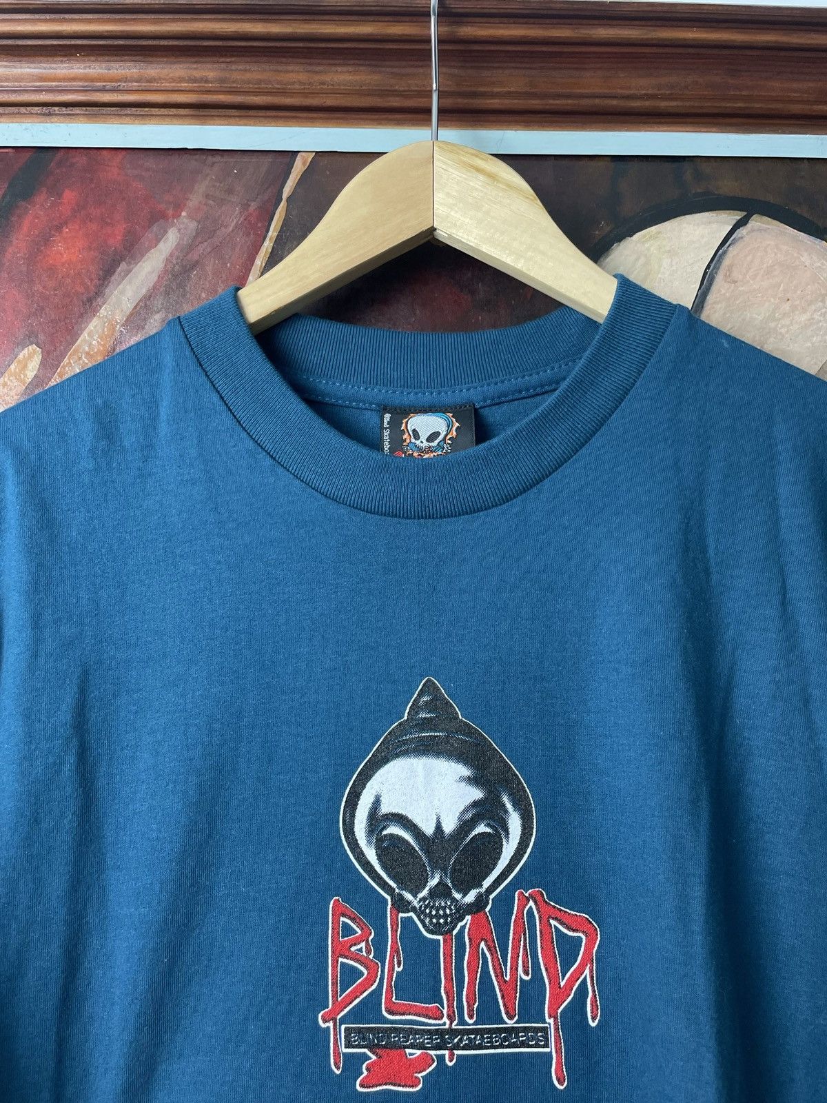 Vintage Blind Skateboards Vintage Skate Tee Rare Hype Reaper Blood Size US L / EU 52-54 / 3 - 3 Thumbnail
