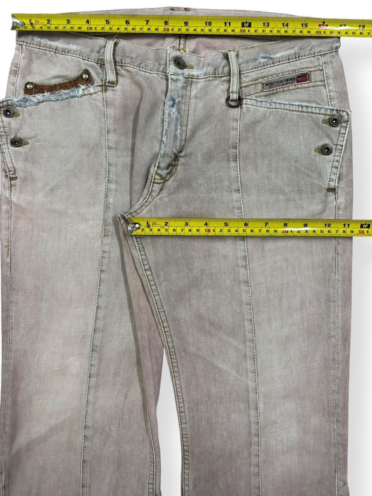 Tornado Mart Nicole Club Python Skin Bootcut Flare Distress Grunge Jeans Size US 33 - 14 Thumbnail