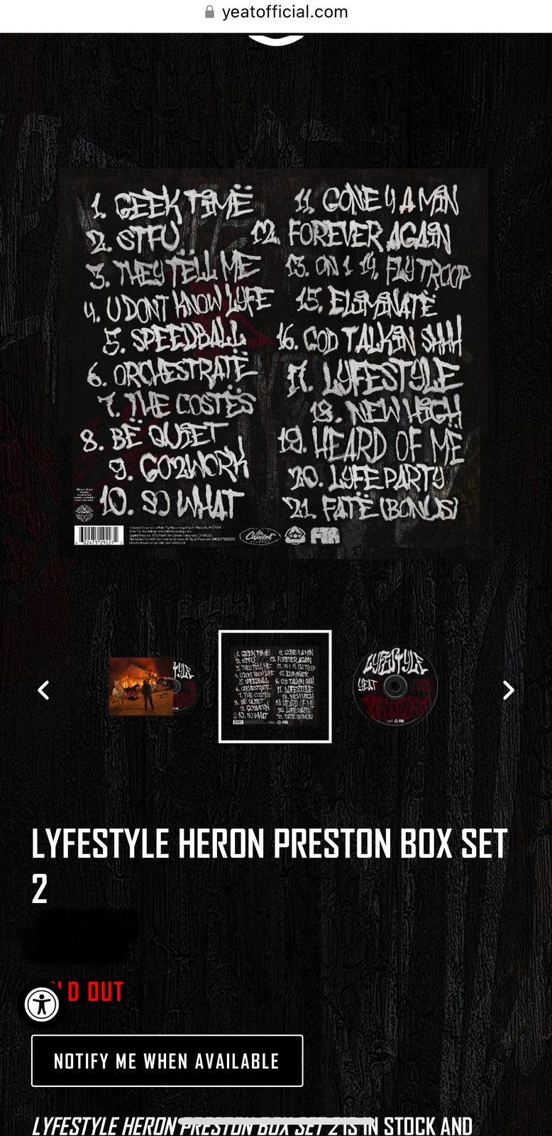 Heron Preston × Yeat Yeat x Heron Preston Lyfestyle Box Set 2 Size US XXL / EU 58 / 5 - 6 Thumbnail
