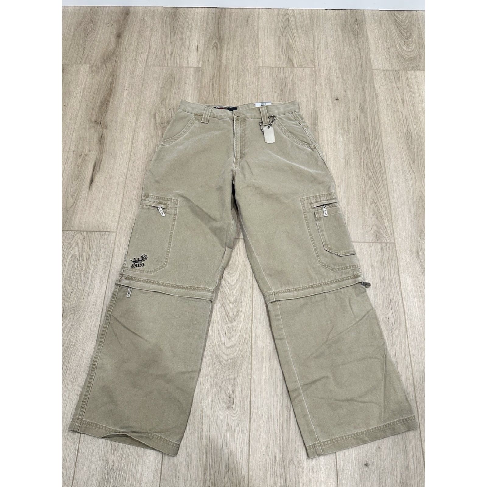 JNCO VINTAGE Jnco Baggy Wide-Leg Tribal Convertible Shorts Embroidered Unisex Adults 18 Beige NWT Size 40" / US 18 - 7 Thumbnail