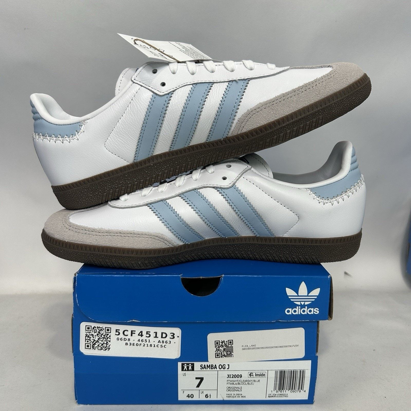 Adidas adidas Samba OG J “White Clear Sky” Size US 8 / IT 38 - 3 Thumbnail