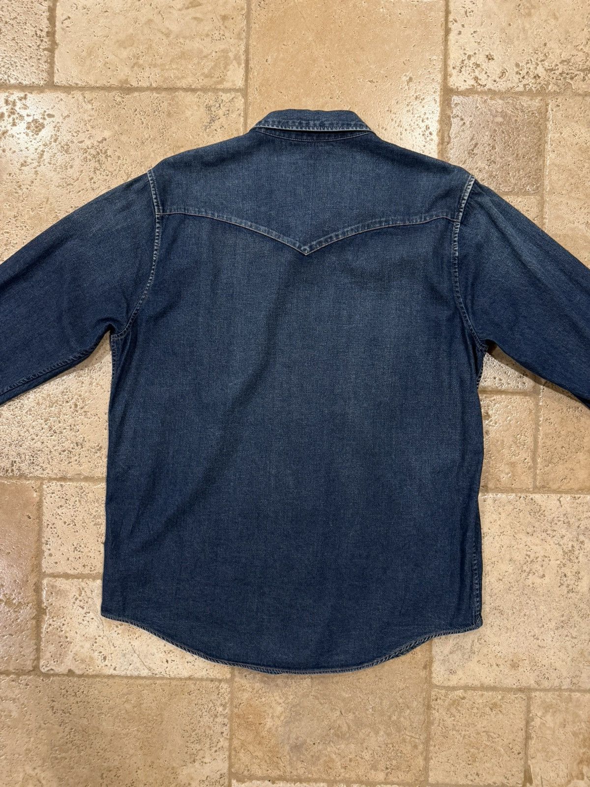 Celine Celine x Hedi Western Stone Wash Blue Denim Button Up Shirt Size US XXL / EU 58 / 5 - 13 Thumbnail