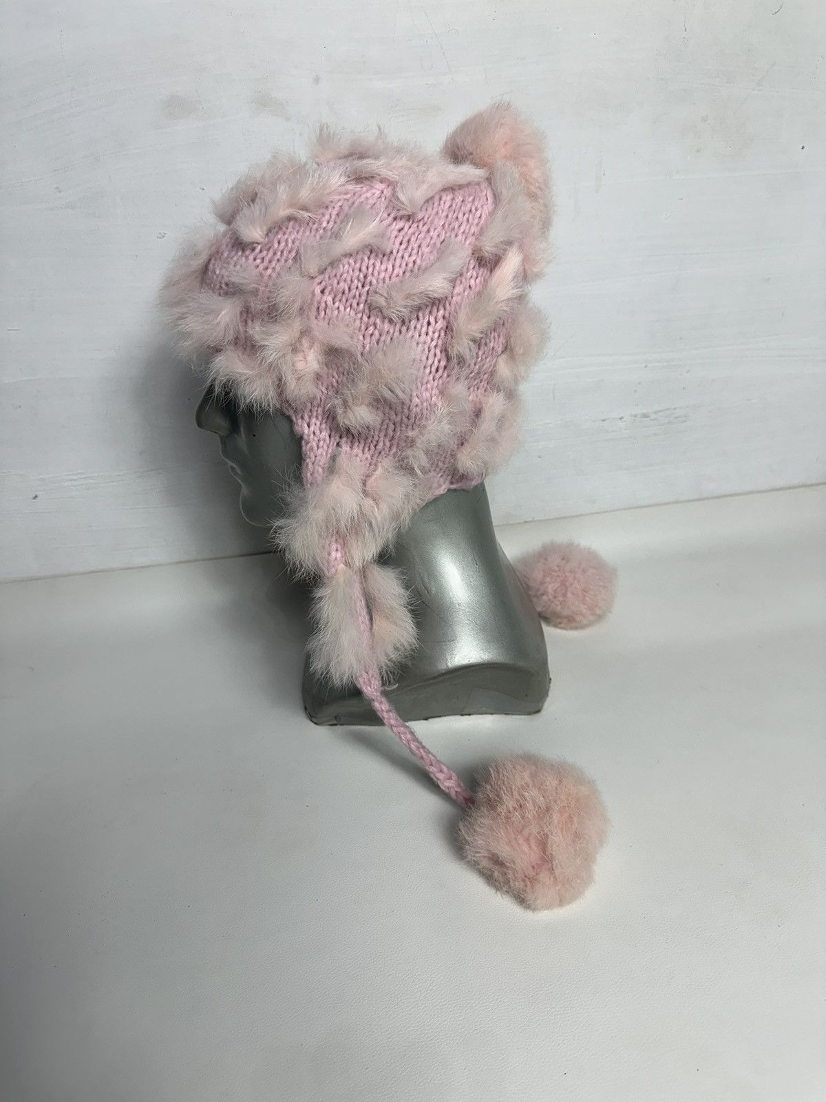 Japanese Brand Pink Trapper Hats Mix Fur Design Size ONE SIZE - 3 Thumbnail