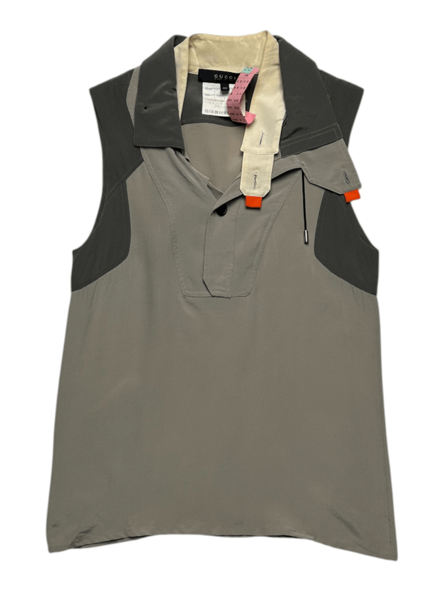 Gucci Gucci Grey Sleeveless Top With Drawstring Collar Design Size S / US 4 / IT 40 - 1 Thumbnail
