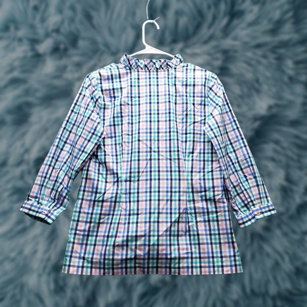 Talbots Talbots Womens Tunic Top 2P V-Neck Plaid Pullover Non-Iron Ruffle Multicolor Casual Shirt Size XS / US 0-2 / IT 36-38 - 1 Thumbnail