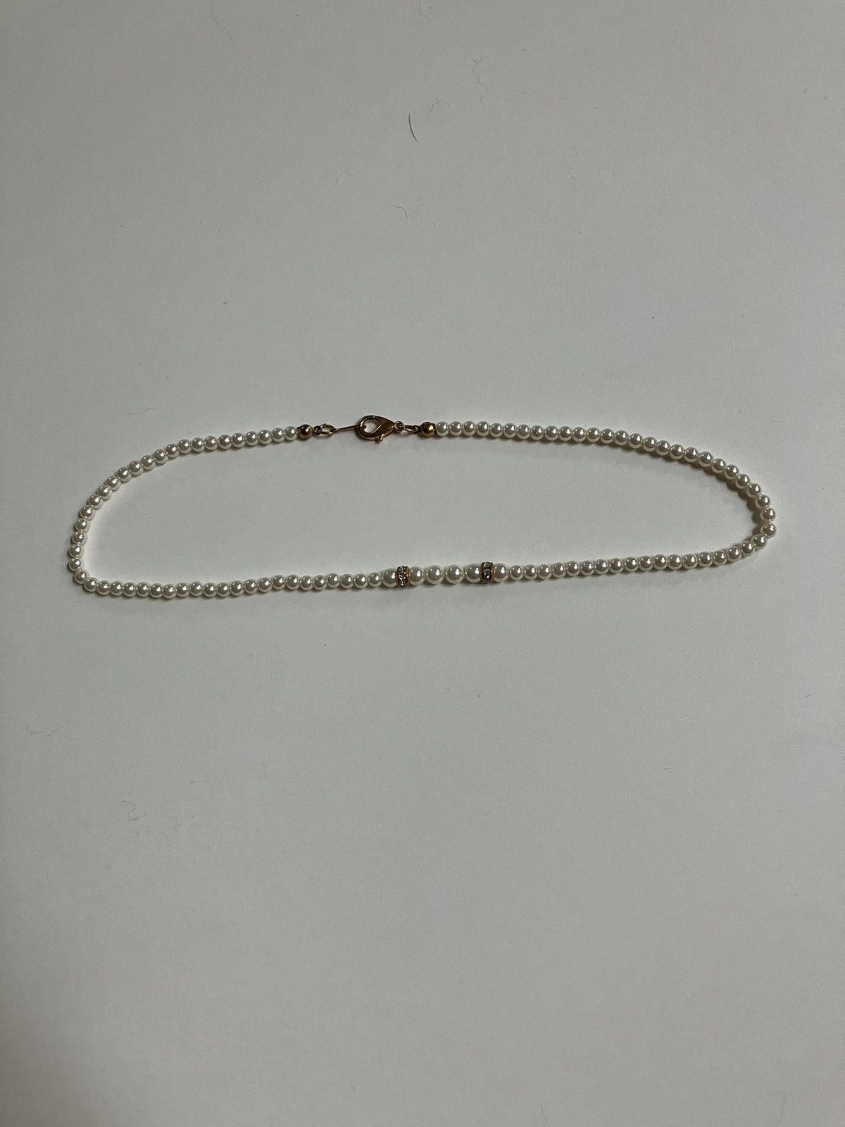 Vintage Antique Vintage NYC Faux Pearl Gold Crystal Necklace Size ONE SIZE - 2 Thumbnail