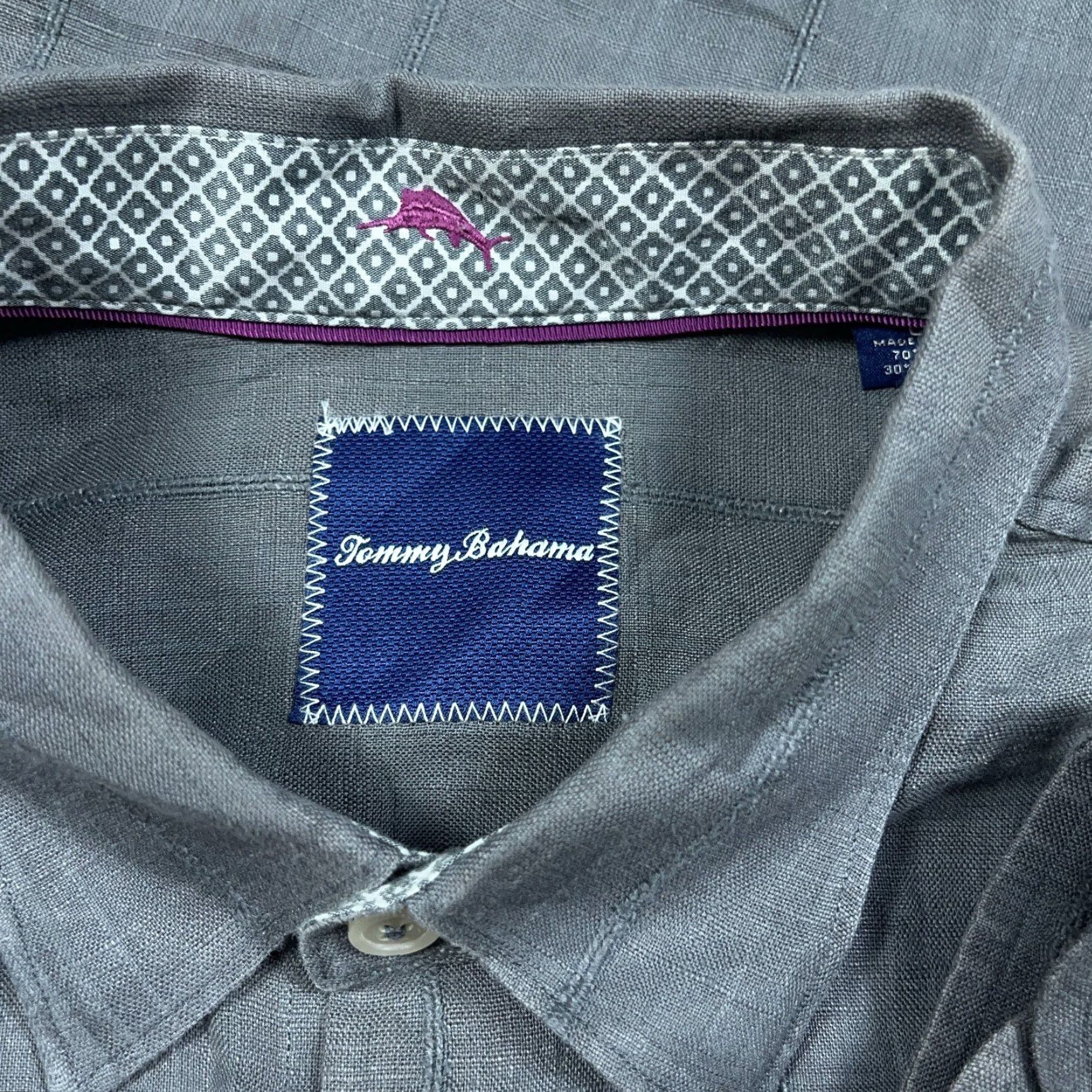 Tommy Bahama Tommy Bahama Shirt Men Large Gray Linen Button Up Relax Hawaiian Camp Pocket Mens Size US L / EU 52-54 / 3 - 3 Thumbnail