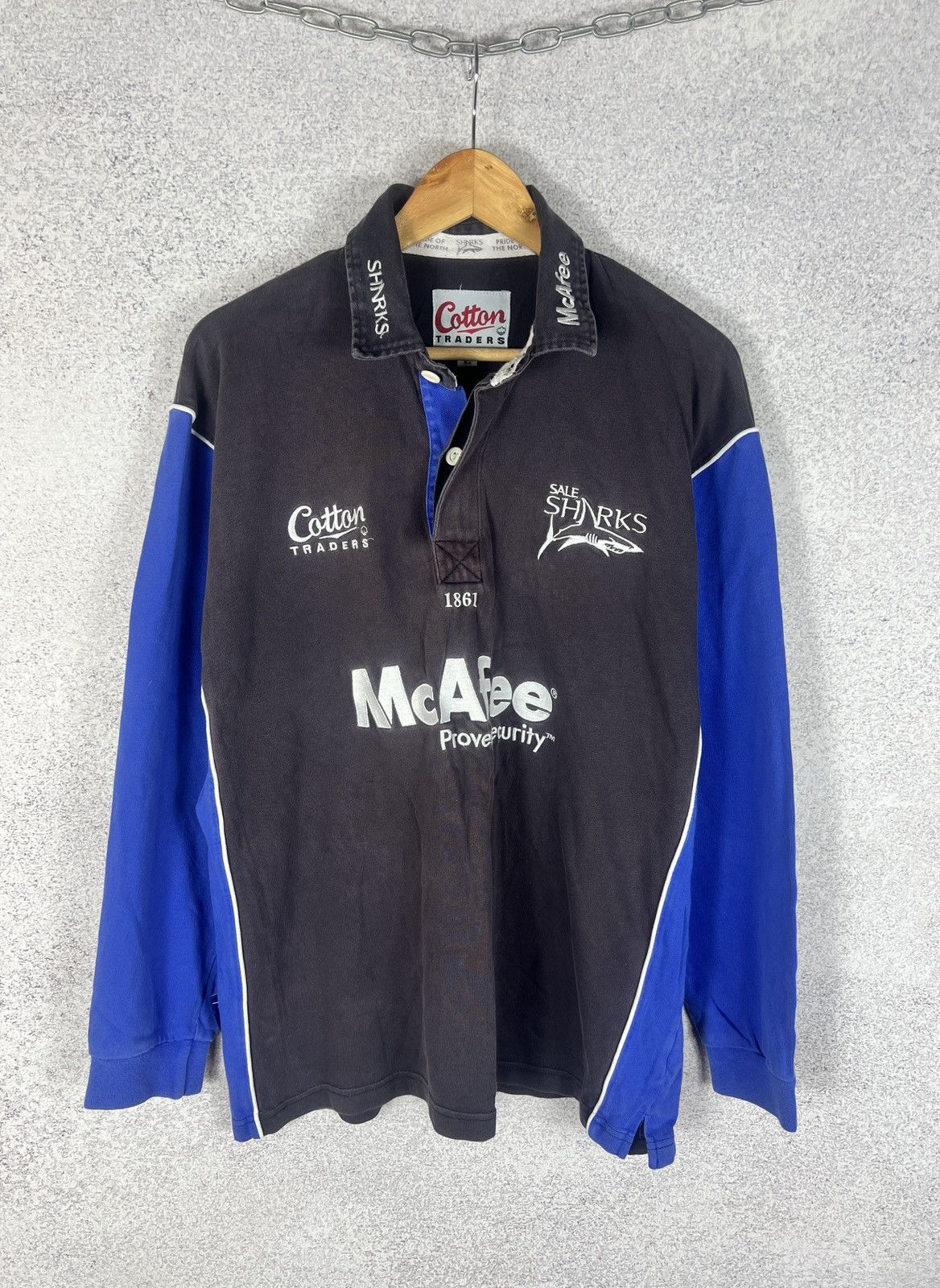 Cotton Traders Rare! Vintage Sale Sharks Rugby Jersey Longsleeve Shirt Size US L / EU 52-54 / 3 - 1 Thumbnail