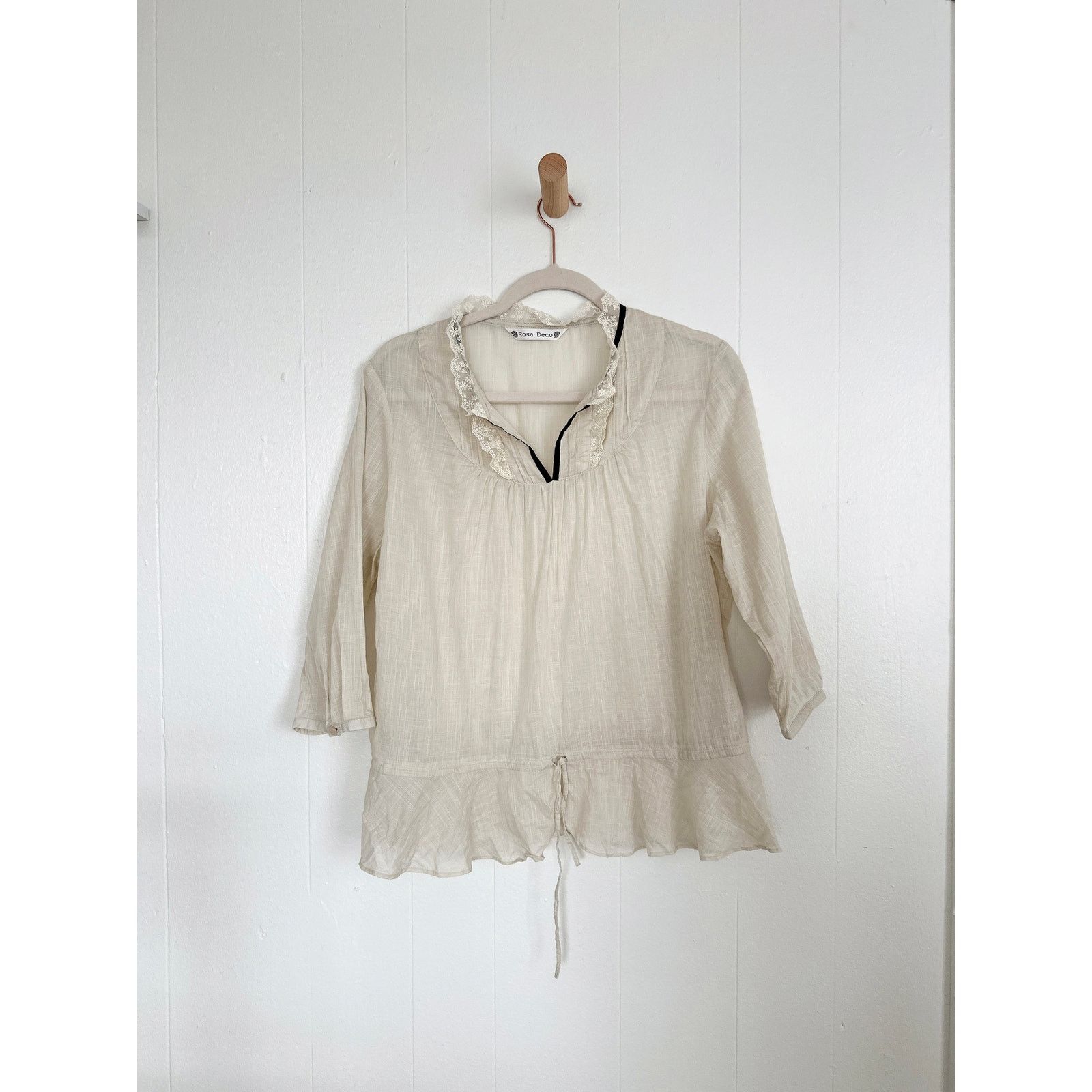 Other JAPANESE VINTAGE Rosa Deco Lace Trim Peasant Top - Whimsgoth Size L / US 10 / IT 46 - 1 Thumbnail