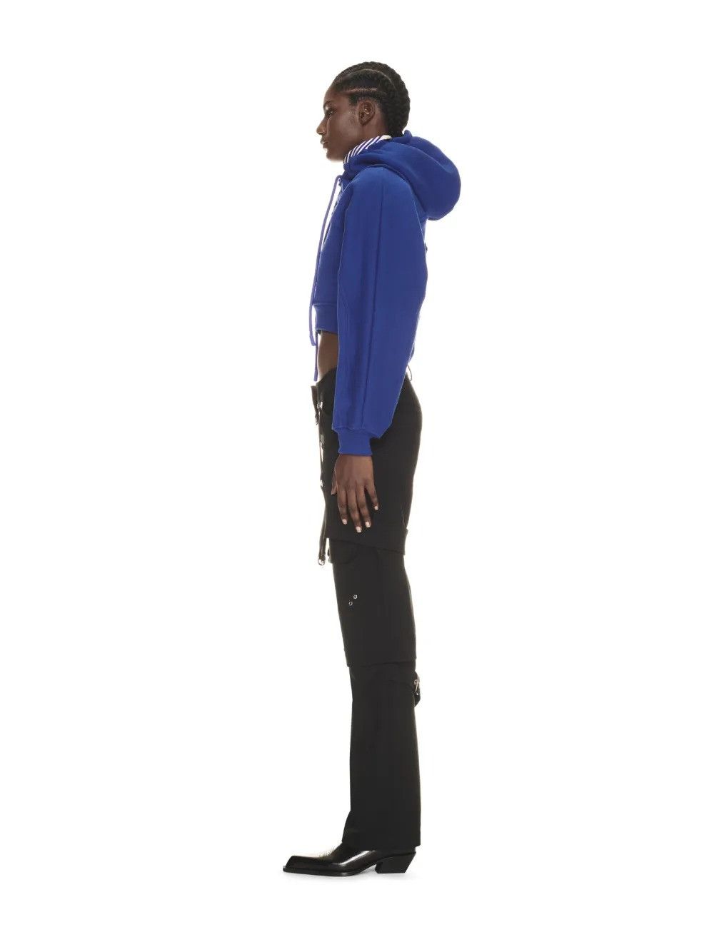 Off-White o1mle0425 Off Stamp Round Crop Hoodie in Blue Size M / US 6-8 / IT 42-44 - 4 Thumbnail