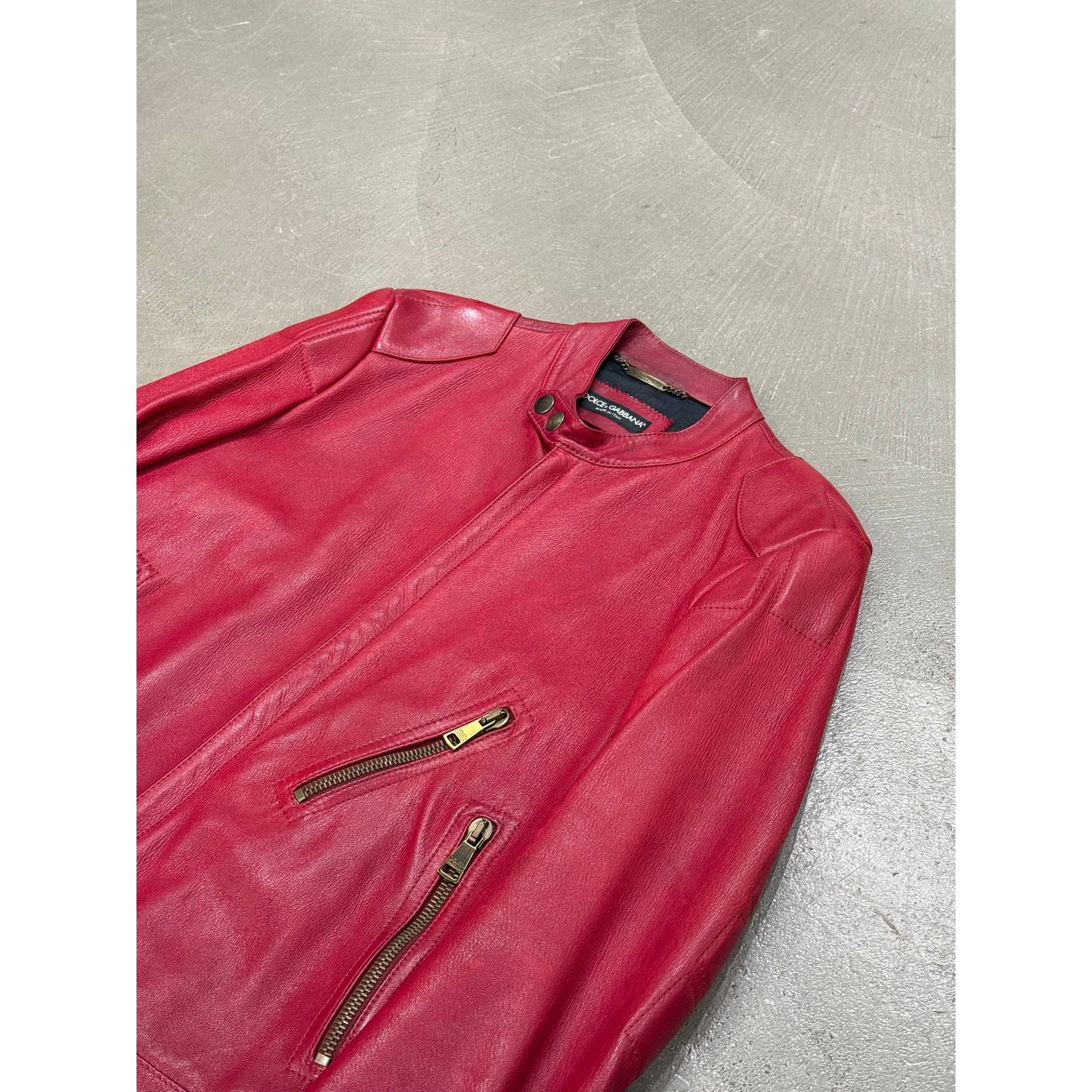 Dolce & Gabbana 2010s Dolce & Gabbana moto red leather jacket Size US M / EU 48-50 / 2 - 6 Thumbnail