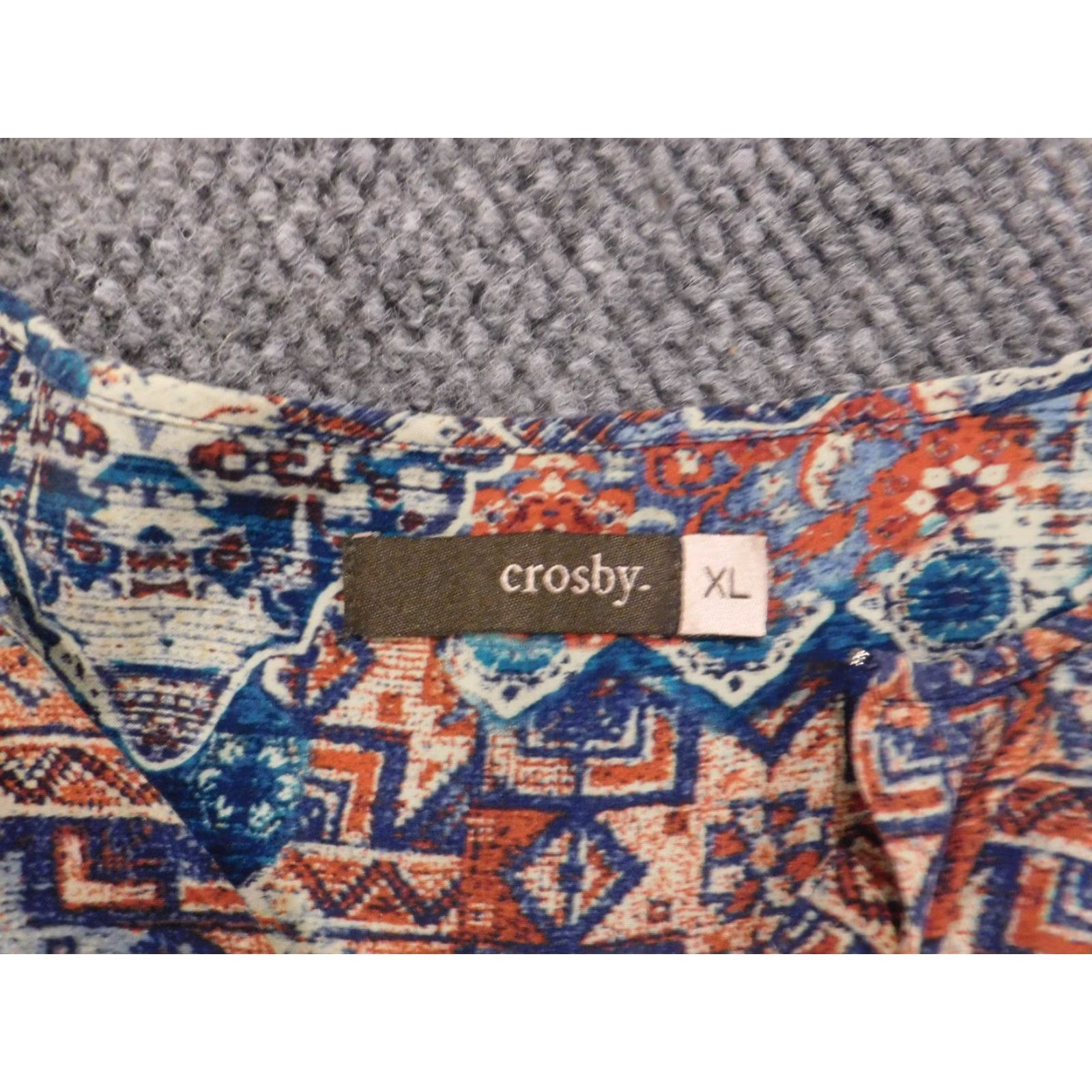 Vintage Crosby Womens Blouse XL Red Crew Neck Pullover Stretch Rayon Solid Down Button Casual Modern Size XL / US 12-14 / IT 48-50 - 5 Thumbnail