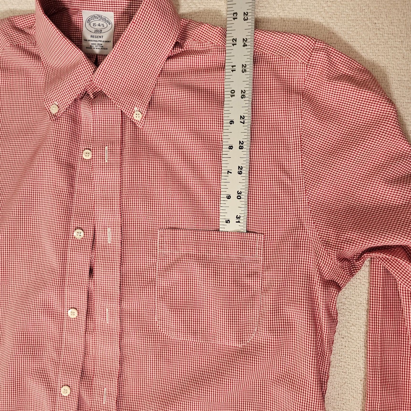 Brooks Brothers Brooks Brothers Men’s Dress Shirt Regent Fit Long Sleeve Button-Down 15 Red Checks Non-Iron 15 in Neck Mens Regular Shirt Size US M / EU 48-50 / 2 - 3 Thumbnail