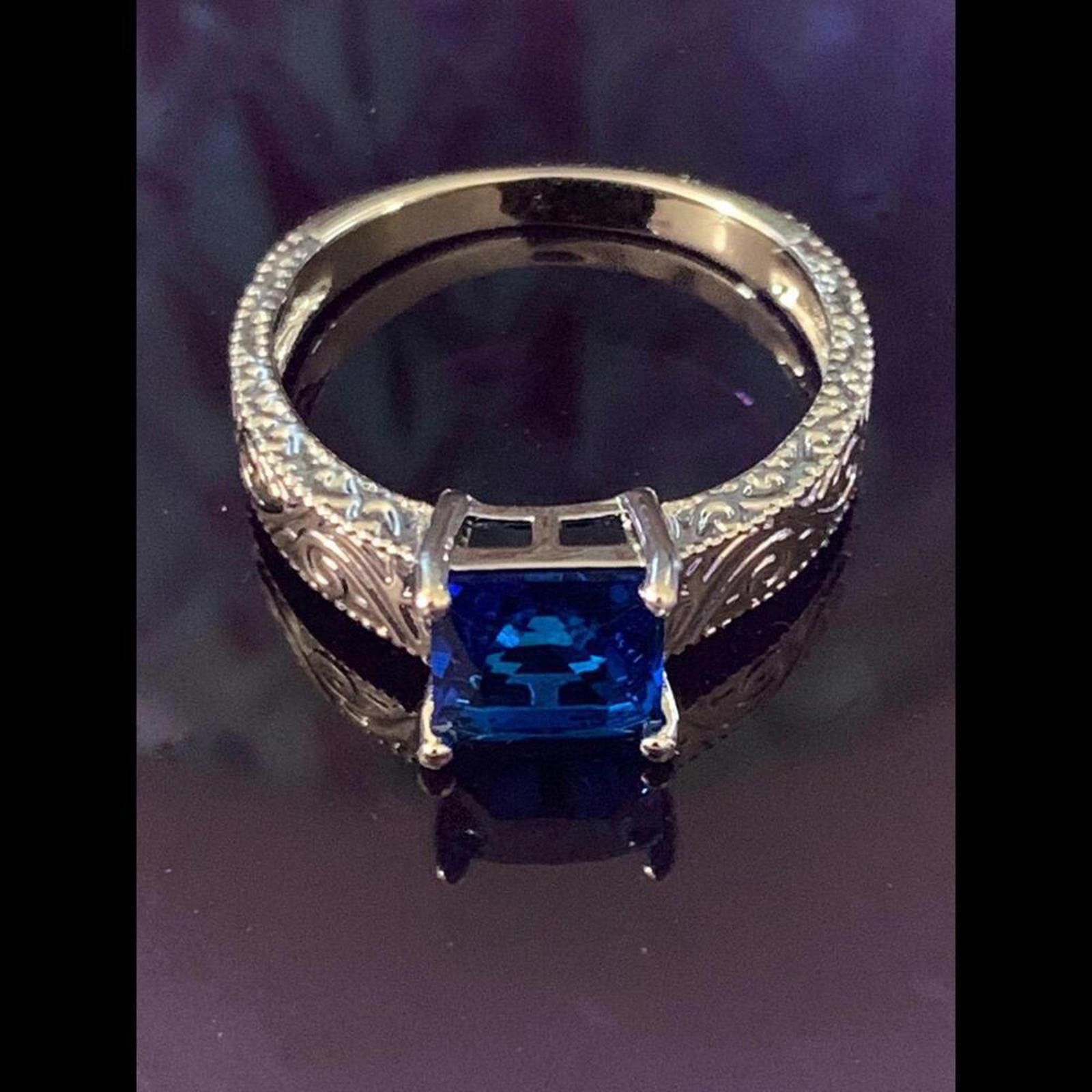 Designer Elegant Blue Stone Ring - Vintage Design 7 Size ONE SIZE - 3 Thumbnail
