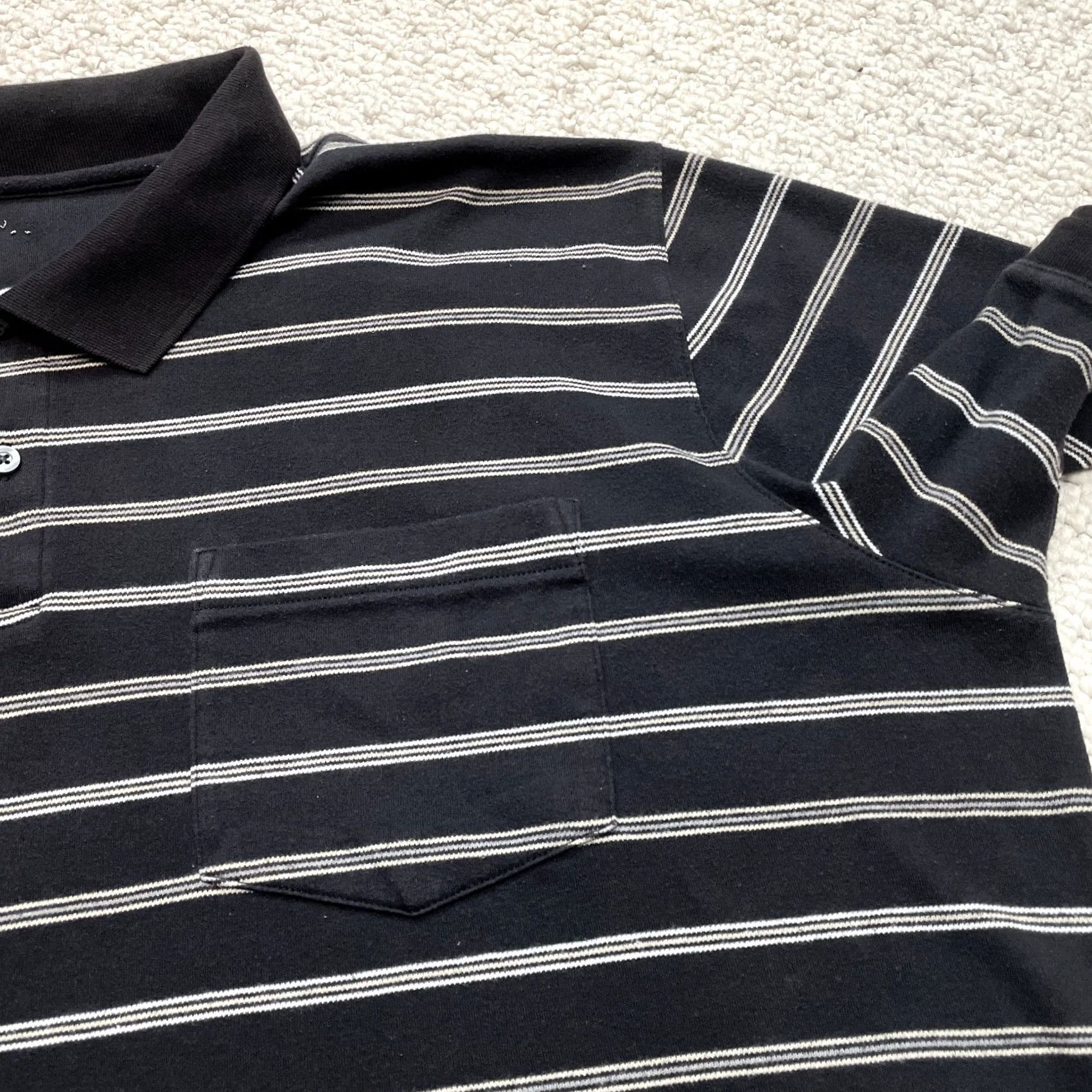 Vintage Unbranded Polo Shirt Mens 2XL Black Striped Golf Cotton Pocket Top Size US XXL / EU 58 / 5 - 6 Thumbnail