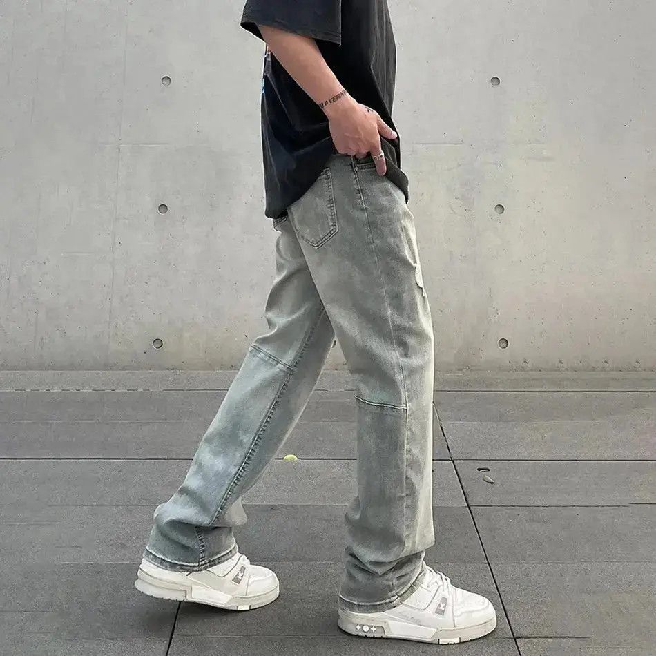 Japanese Brand Ripped Jeans Men Street Fashion Y2k Style Original Trousers Size US 32 / EU 48 - 6 Thumbnail