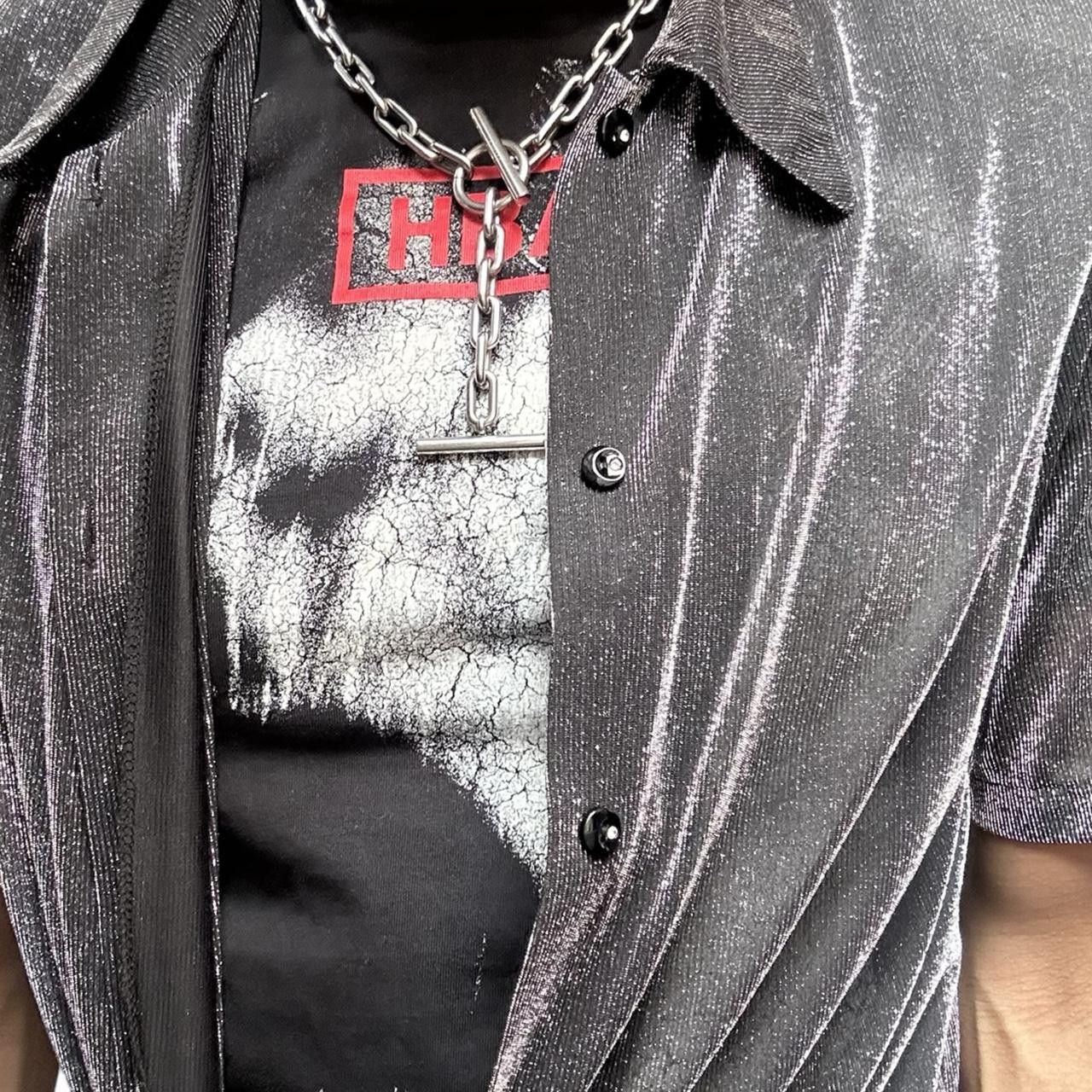 Vintage Vintage Design 36 Black/Silver Sheer Metallic Shirt - Large Size L / US 10 / IT 46 - 7 Thumbnail