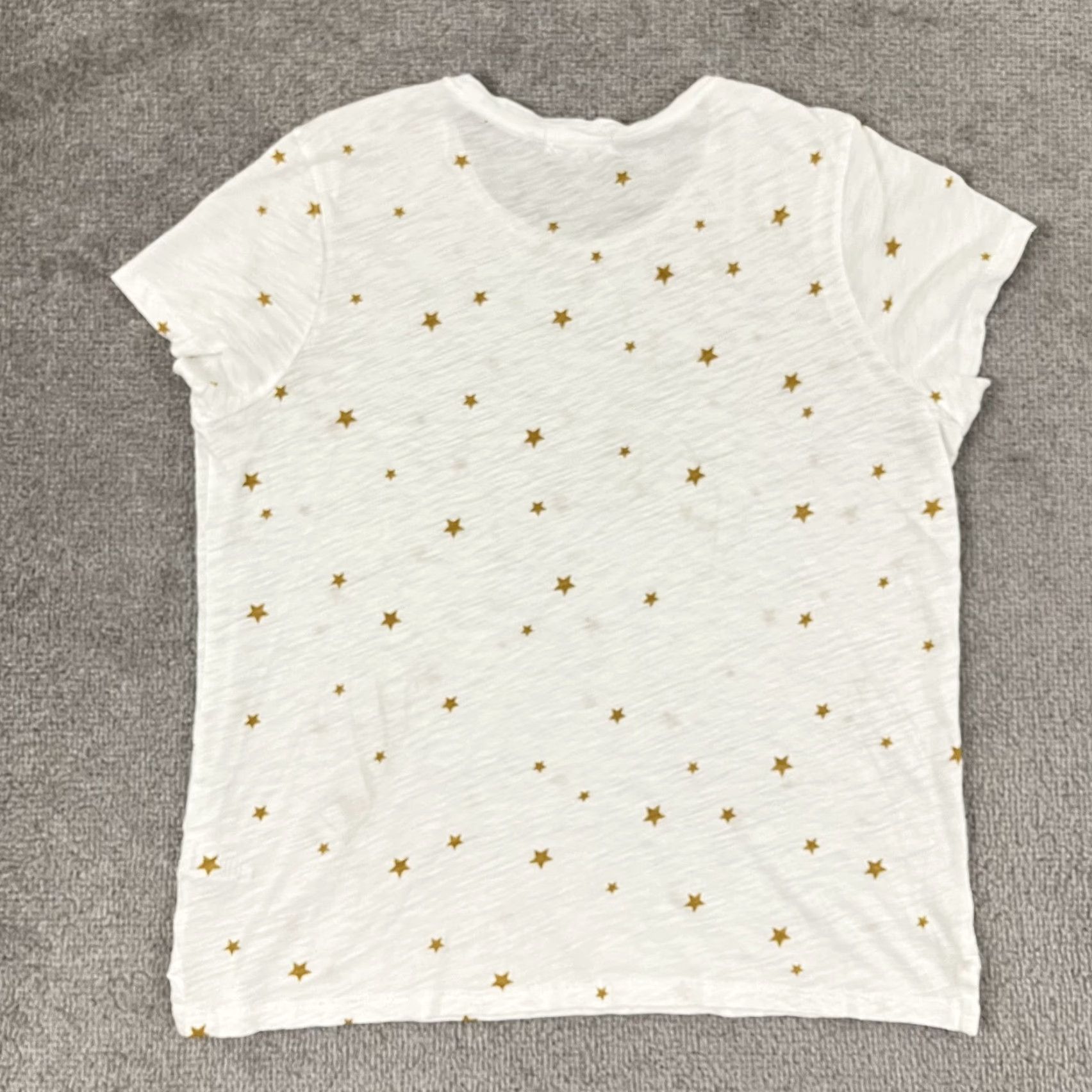 Vintage Goldie Womens Short Sleeve Blouse Top Small White Gold Star Print Casual Shirt Size S / US 4 / IT 40 - 6 Thumbnail