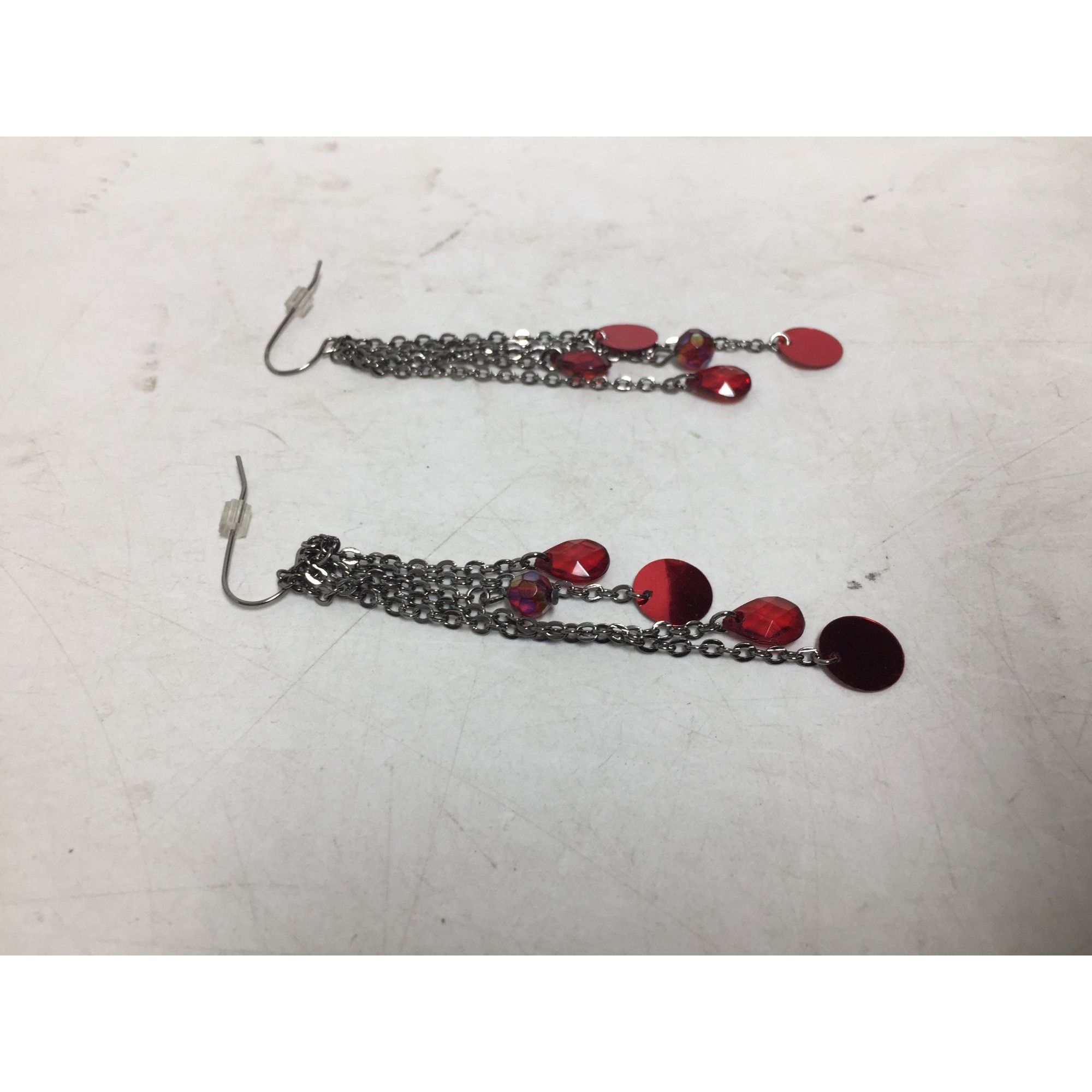 Other Women's Silver and Red Dangle Drop Earrings Size ONE SIZE - 3 Thumbnail