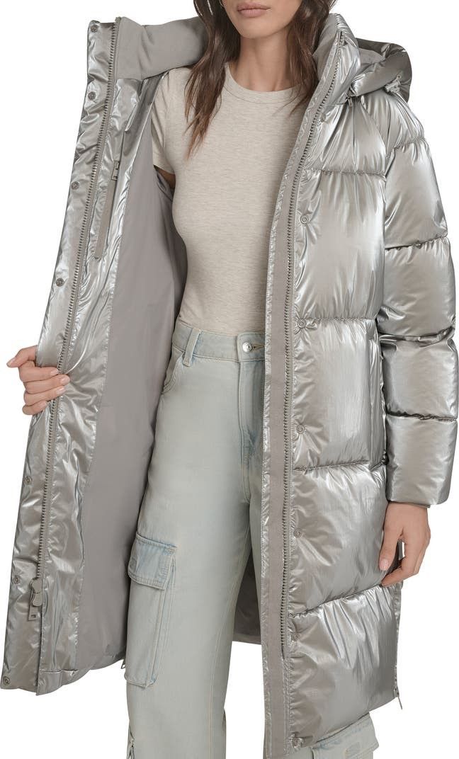Levi's Levi’s Silver/Grey Mid-Length Puffer Coat NEW w/ Tags Size M Size M / US 6-8 / IT 42-44 - 6 Thumbnail