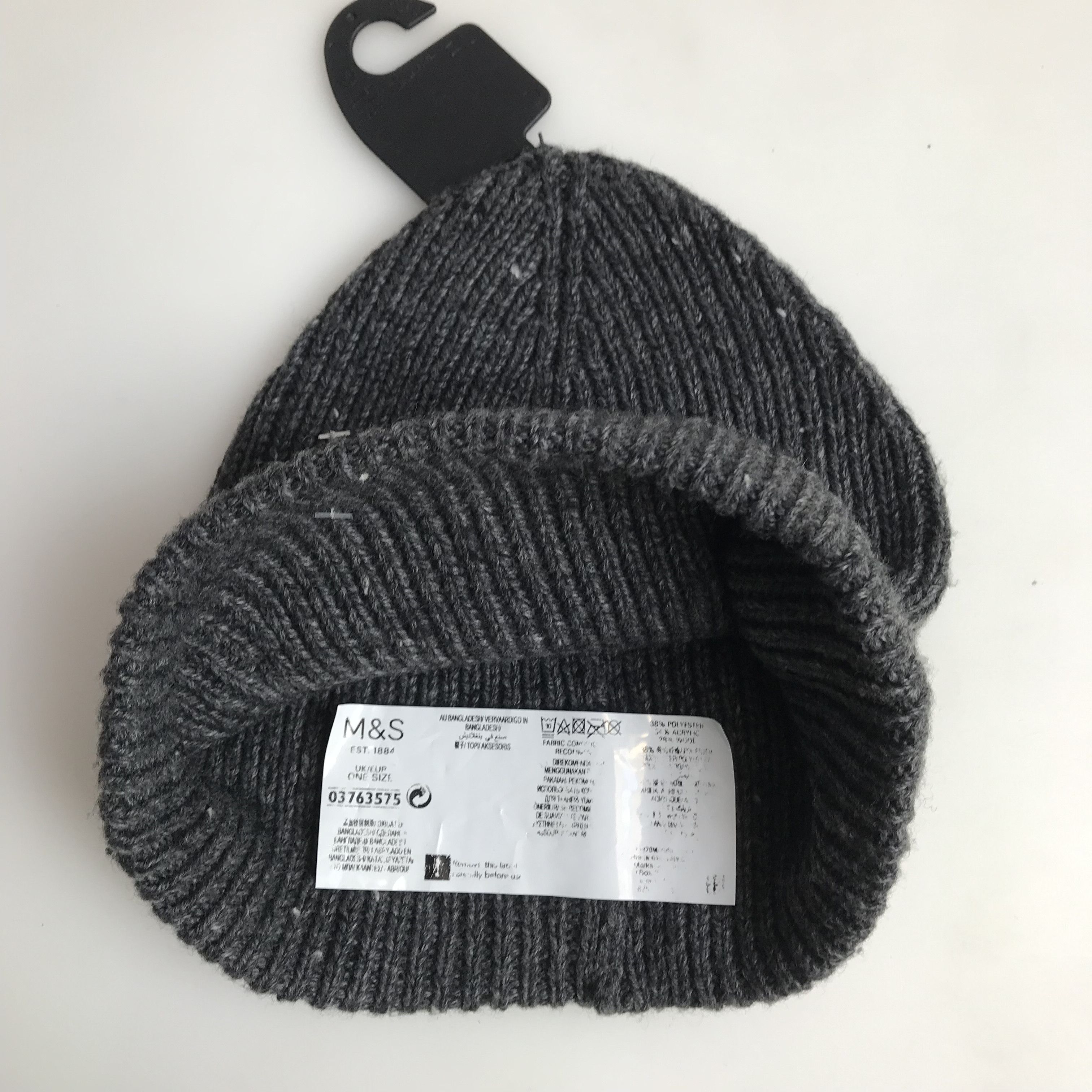 Marks & Spencer × Other UK Marks and spencer Uk Grey Charchoal knitted Beanie Size ONE SIZE - 3 Thumbnail