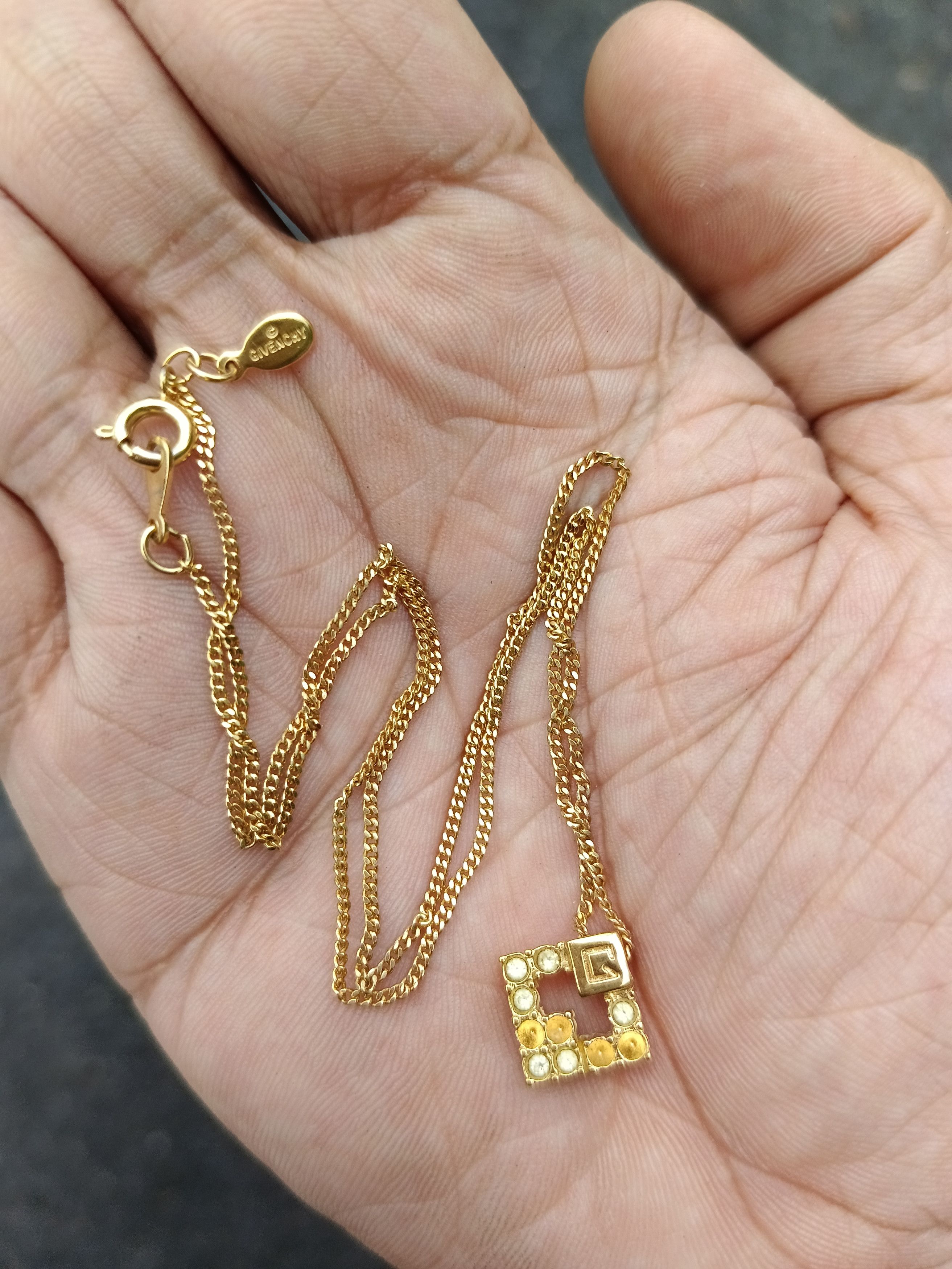 image of Oggrail Givenchy Necklace Gold G Logo Rhinestone, Women's